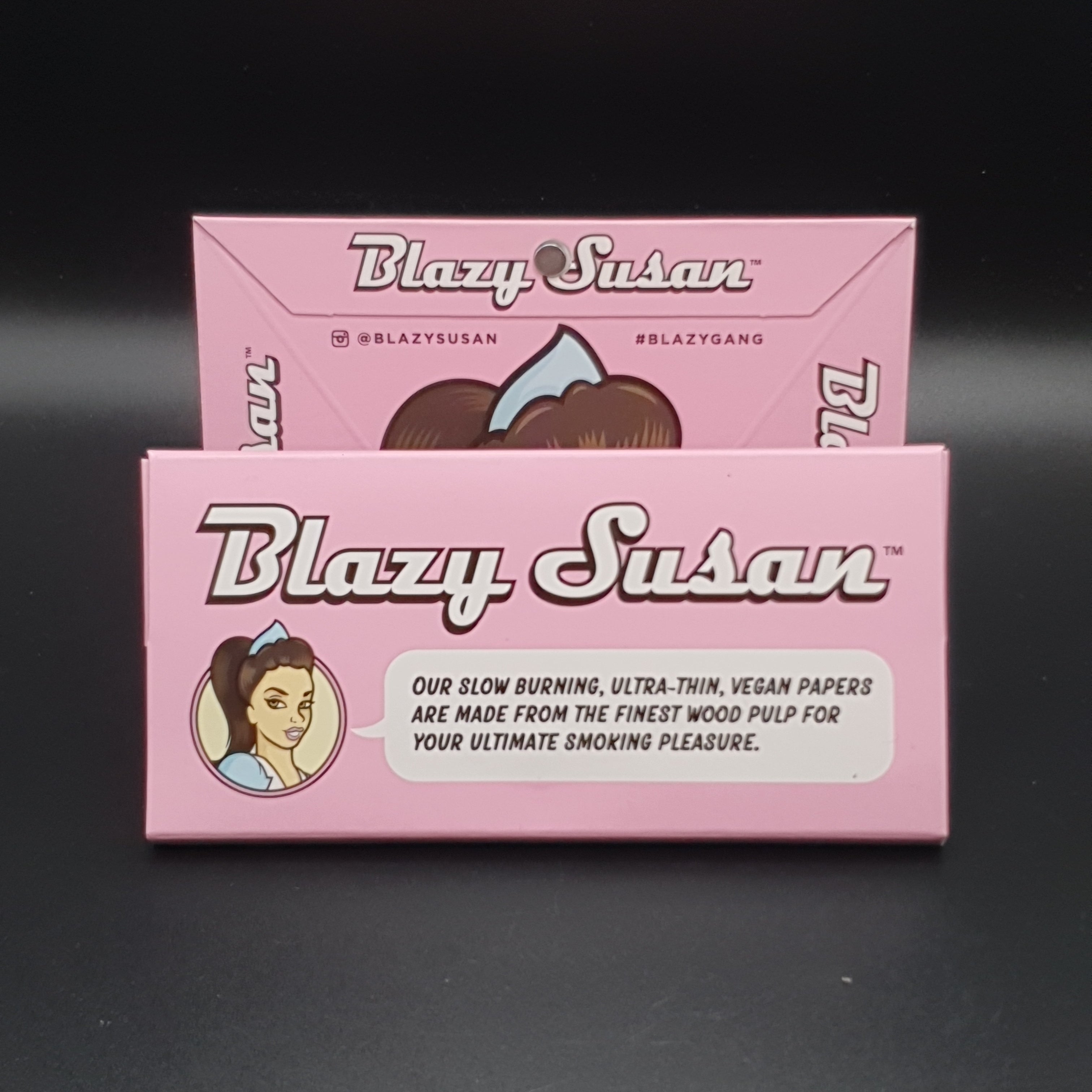 Blazy Susan Pink Rolling Papers - Kingsize Slim with Tips & Rolling Tray