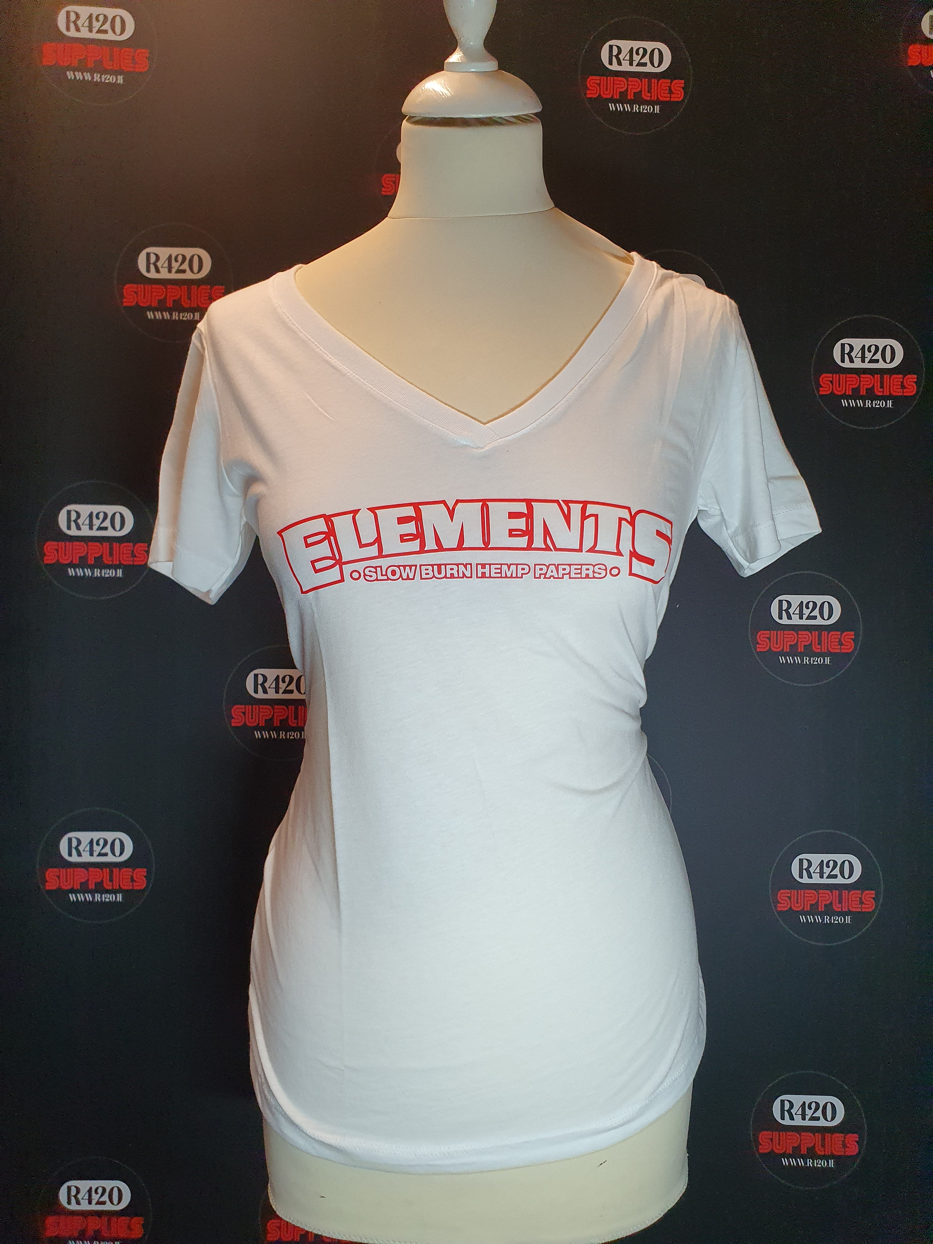 Elements Ladies V Neck T-shirt with Front Logo - Red