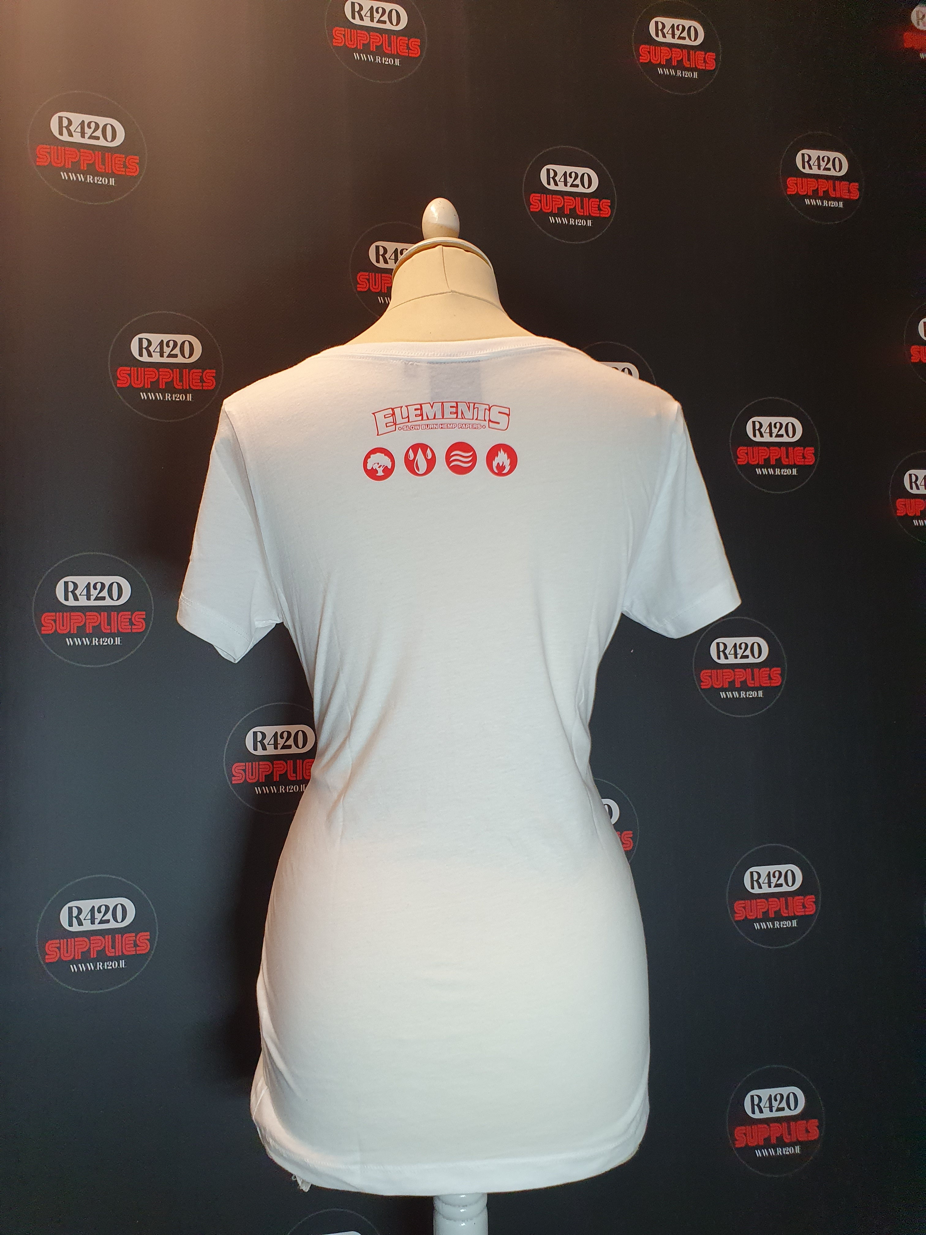 Elements Ladies V Neck T-shirt with Front Logo - Red