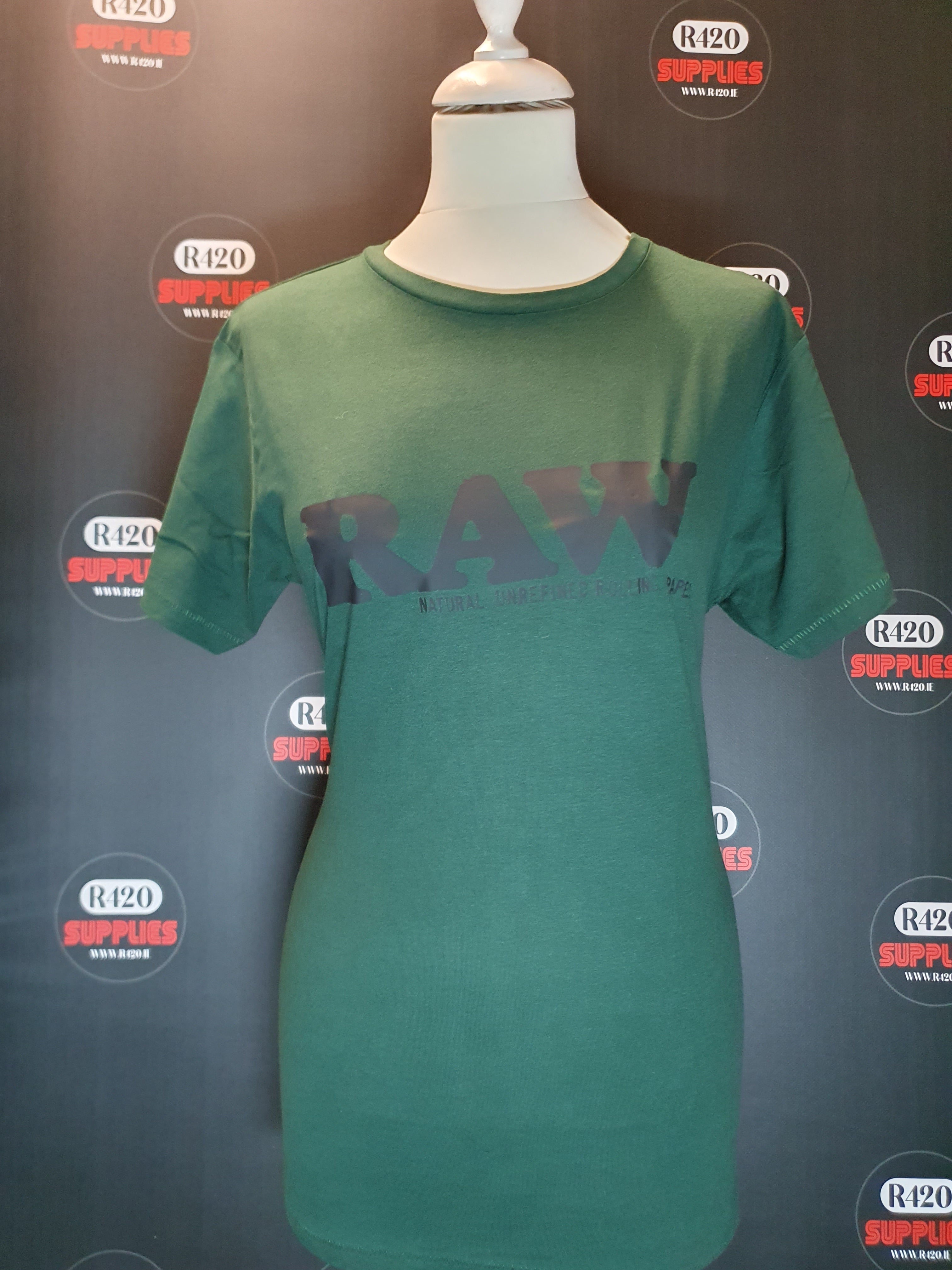 RAW Mens T-shirt with Front Logo and Rear Stamp - Green