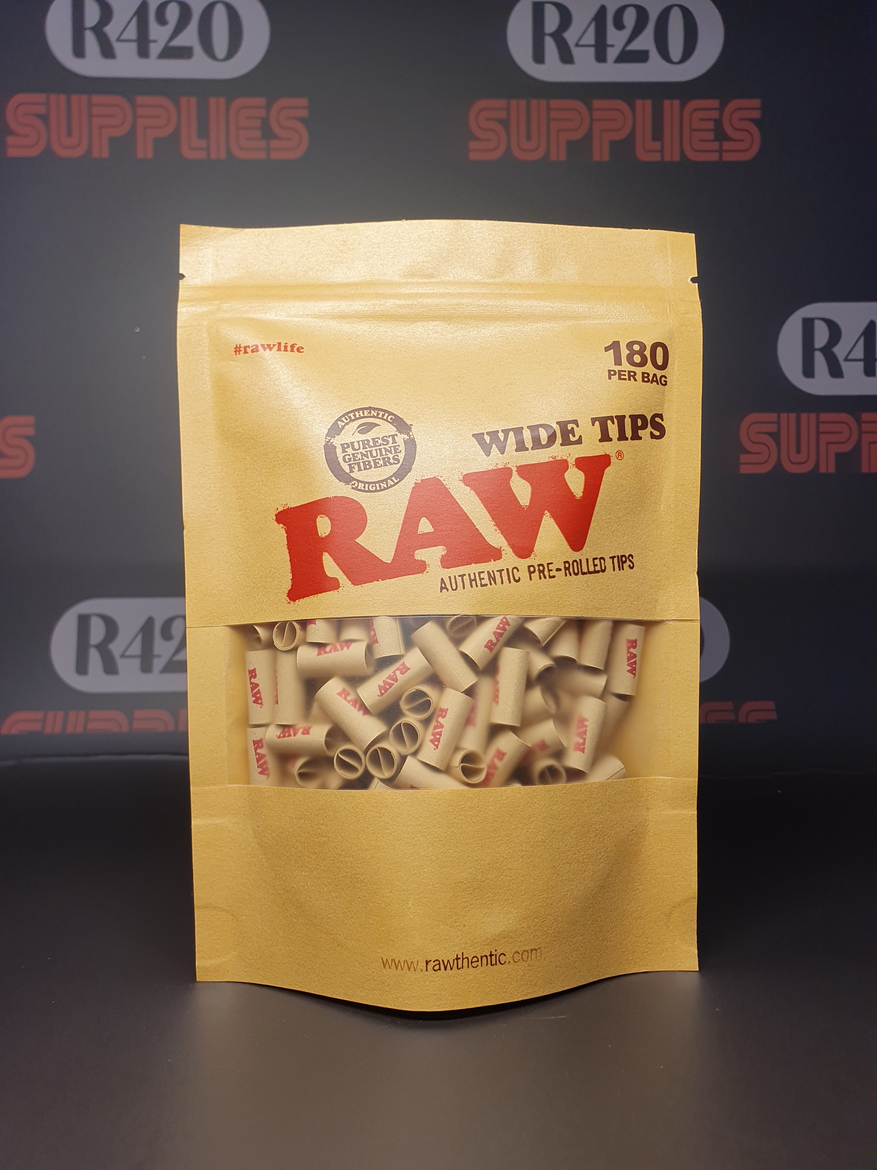 RAW Pre-Rolled WIDE Tips - Refill Bag