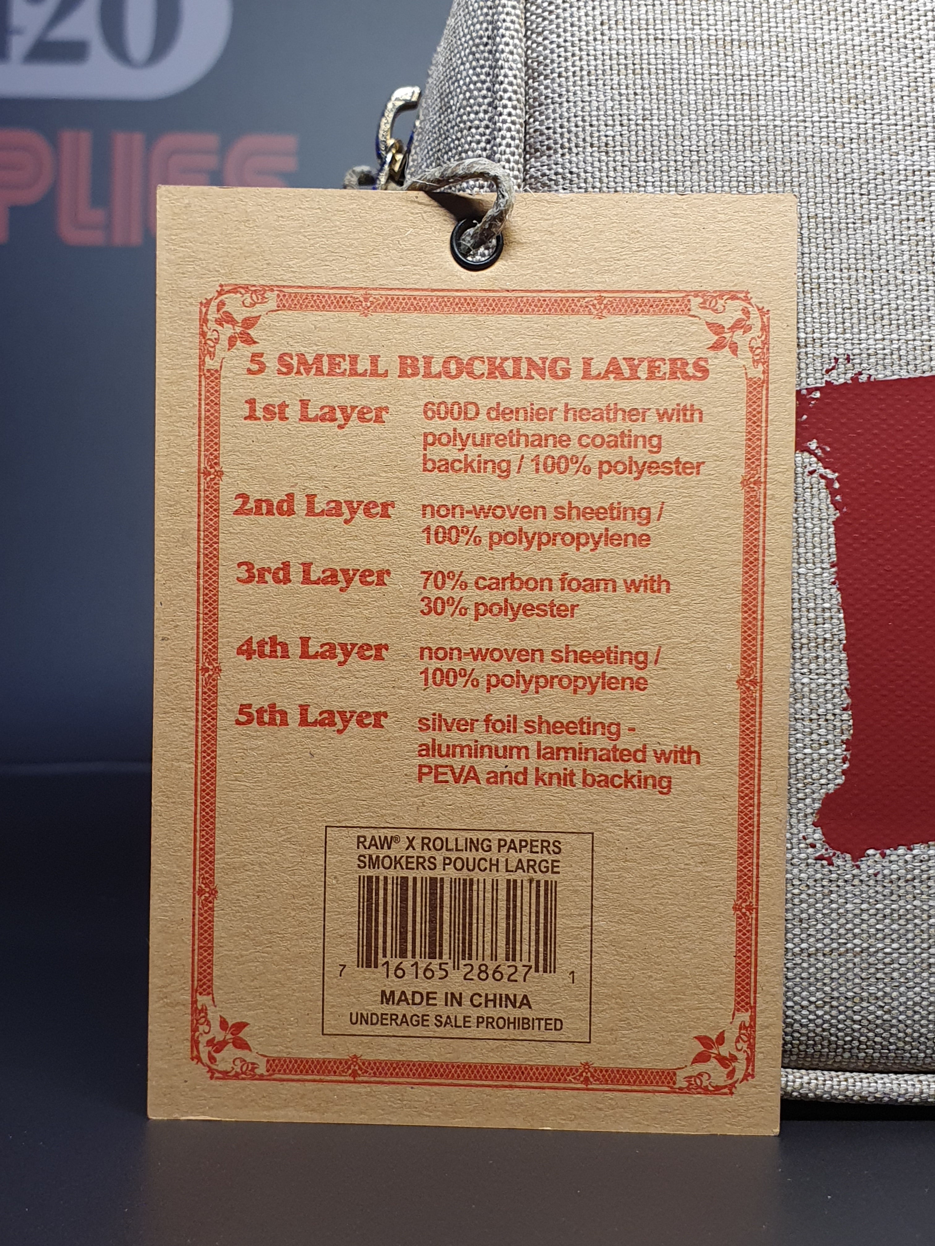 RAW Smell Proof Smoker's Pouch - Large