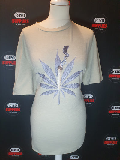 Weed Leaf With Joint Printed T-Shirt