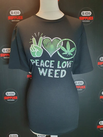 "Peace Love Weed" Printed T-Shirt