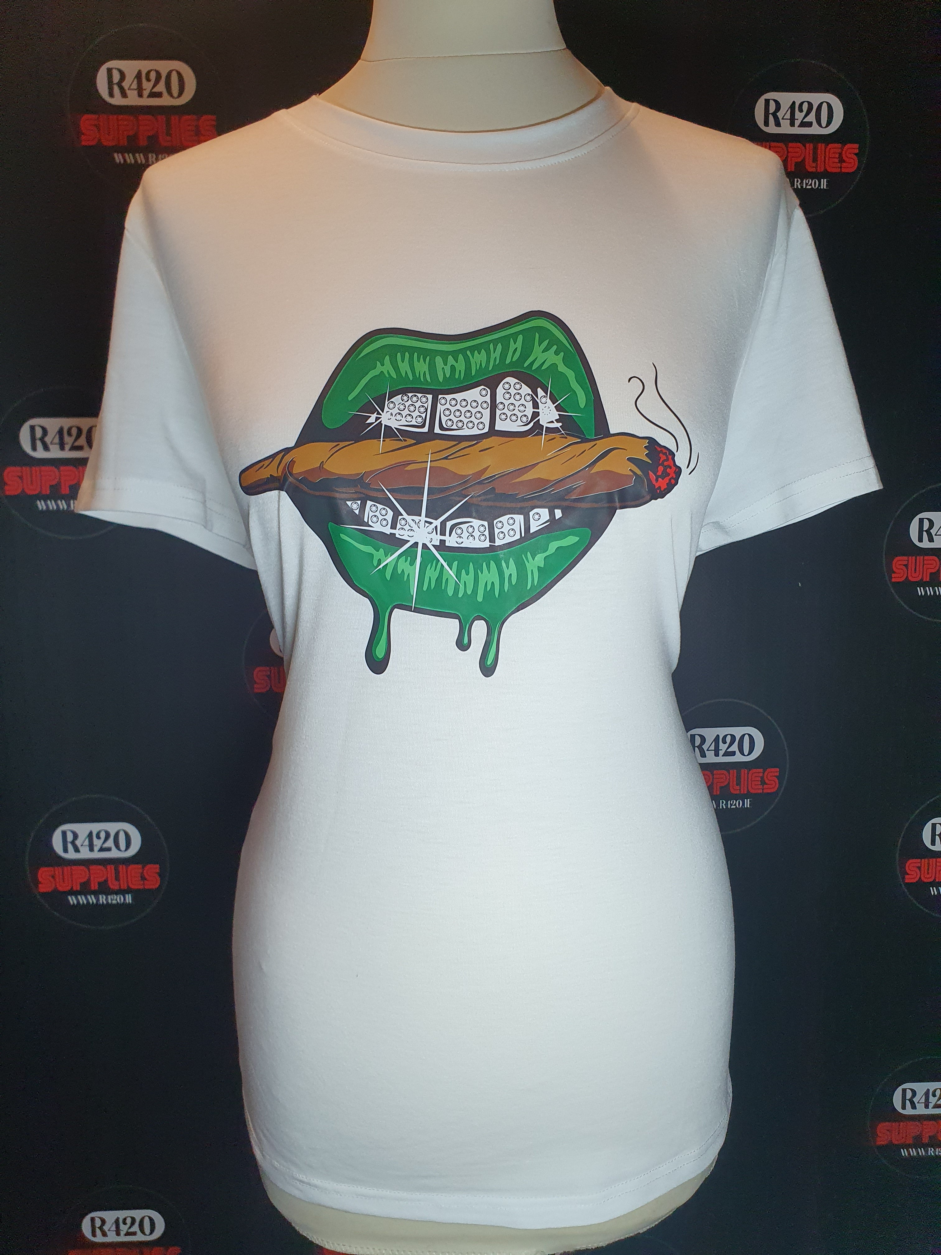 Green Lips & Joint Printed T-Shirt