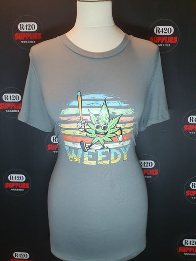 "Weedy" Cartoon Weed Leaf Printed T-Shirt