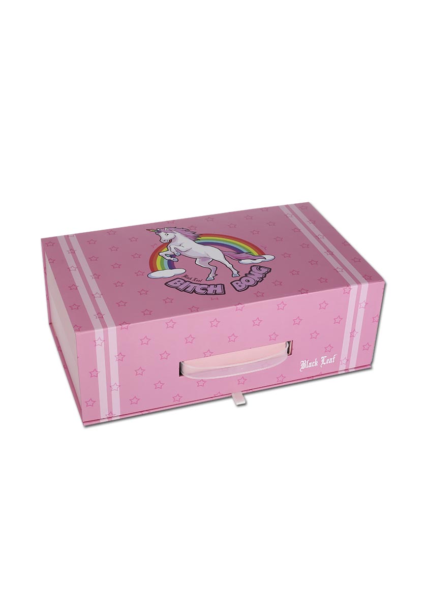 Black Leaf Pink Unicorn -Boxed Bong Giftset- H: 300mm
