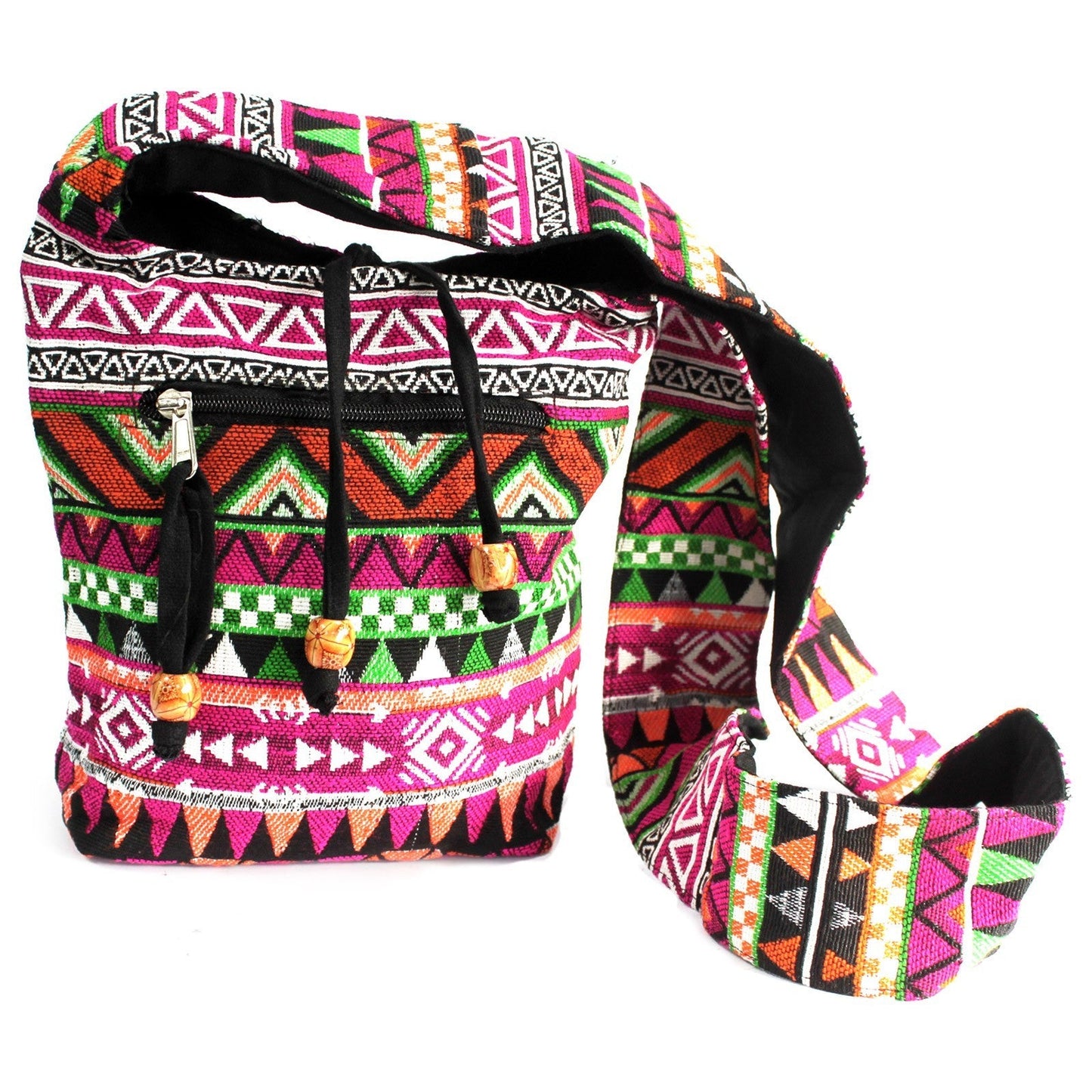 Jacquard Nepal Style Sling Bag β Festival Fuchsia