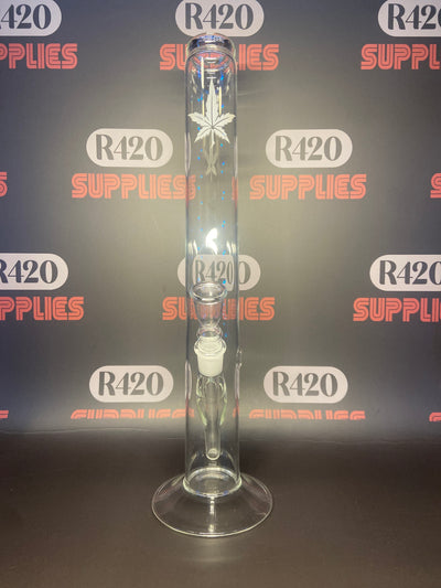 Glass Bong - Clear with Leaf Design - H: 42cm