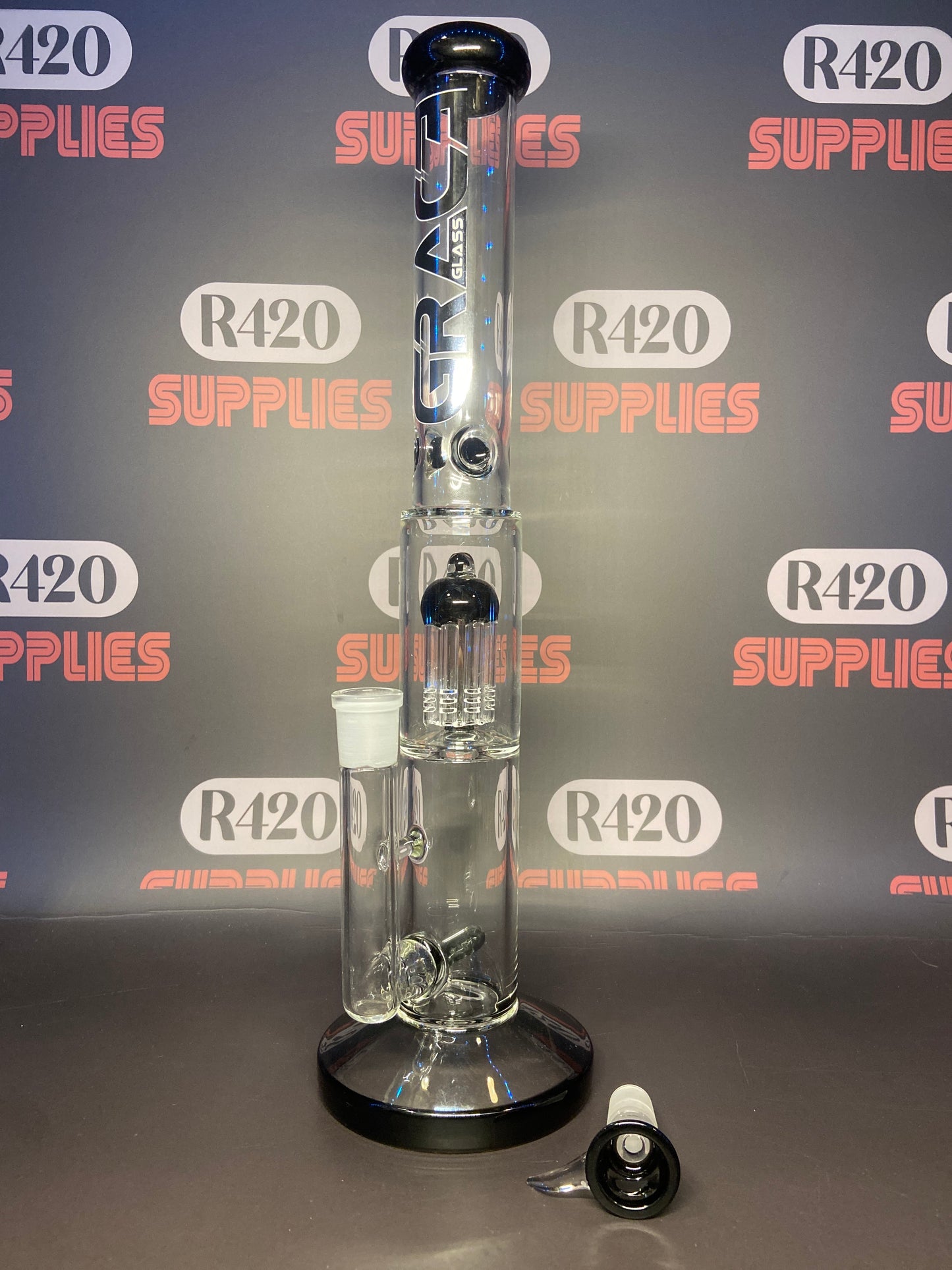 Grace Glass - Black Barrel Bong H:42cm - 5mm Thick