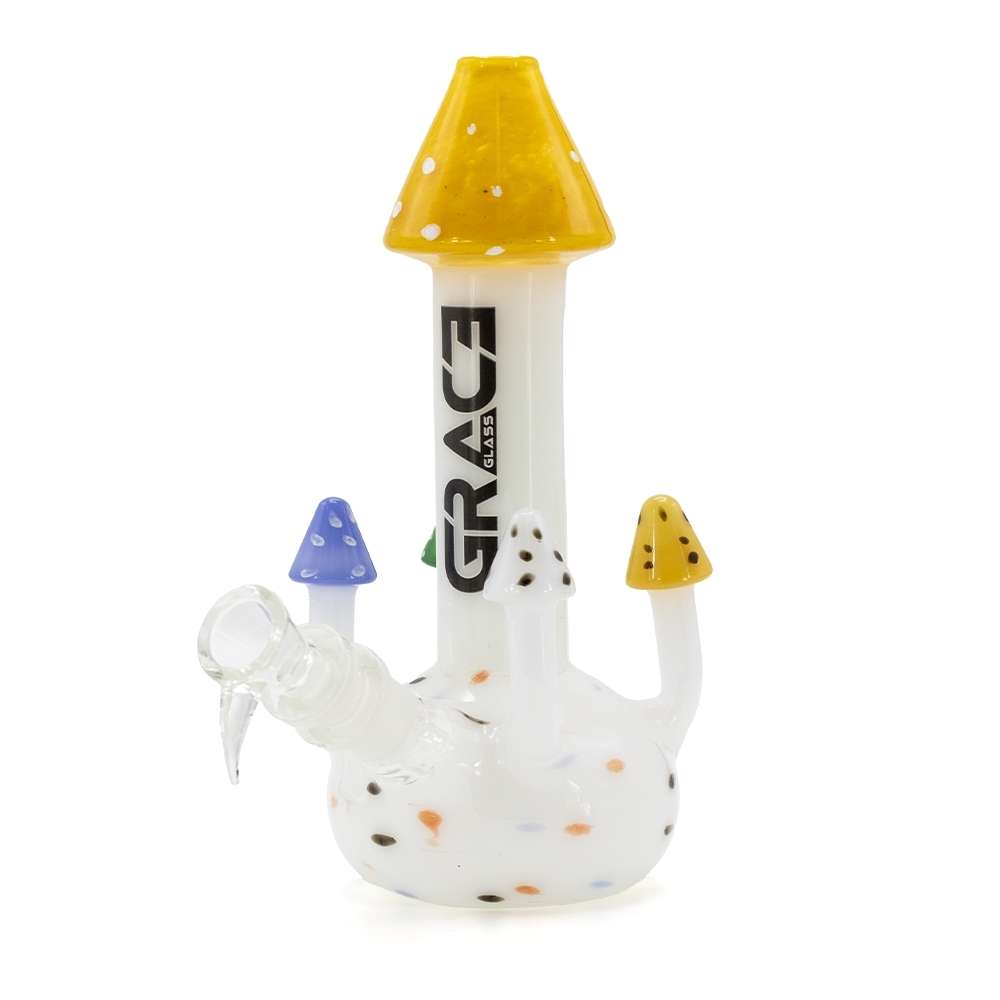 Grace Glass - Magic Mushrooms Bong (Yellow Top) - H:245mm