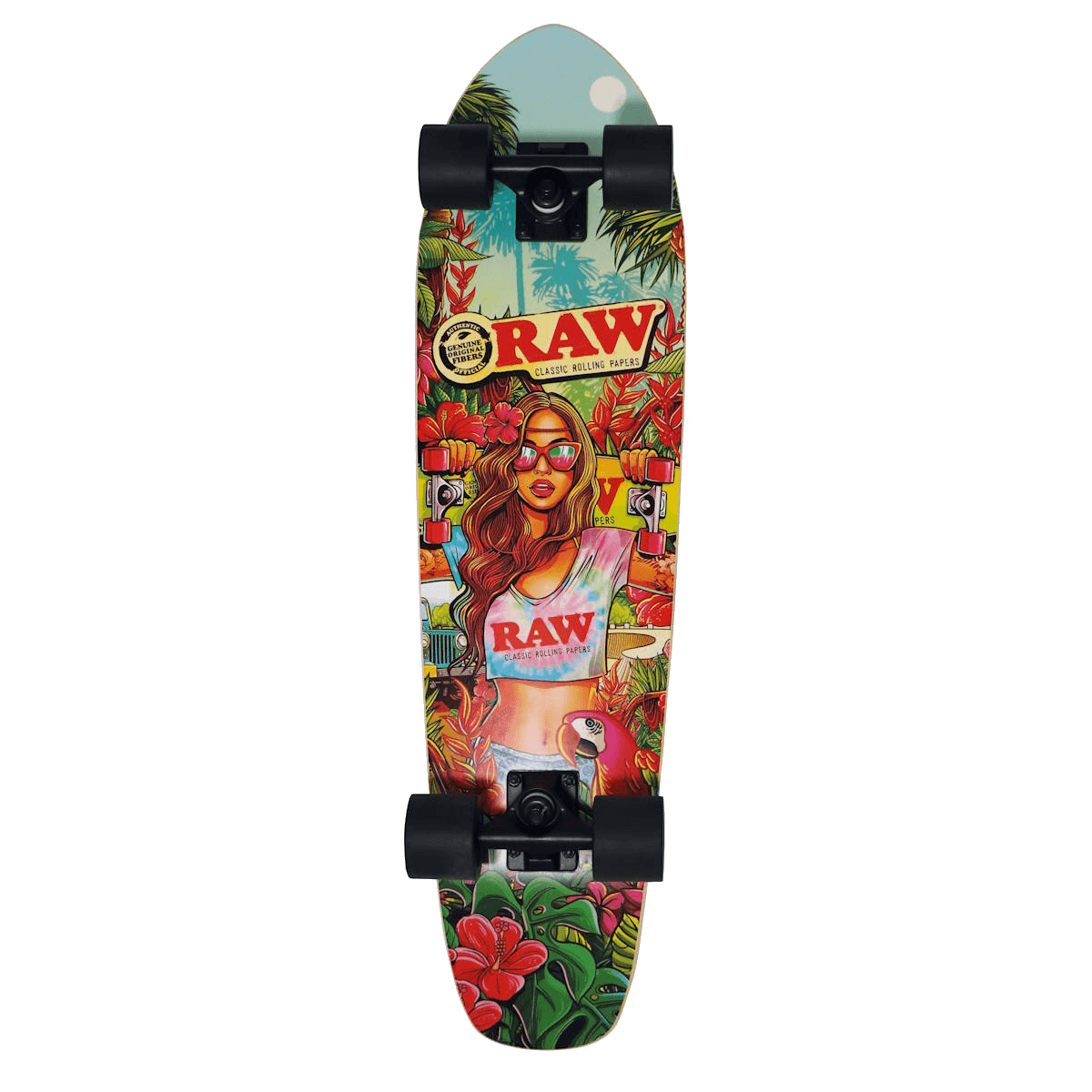 RAW® SKATE BOARD – BRAZIL GIRL WHEELS & GRIP TAPE – FULLY ASSEMBLED
