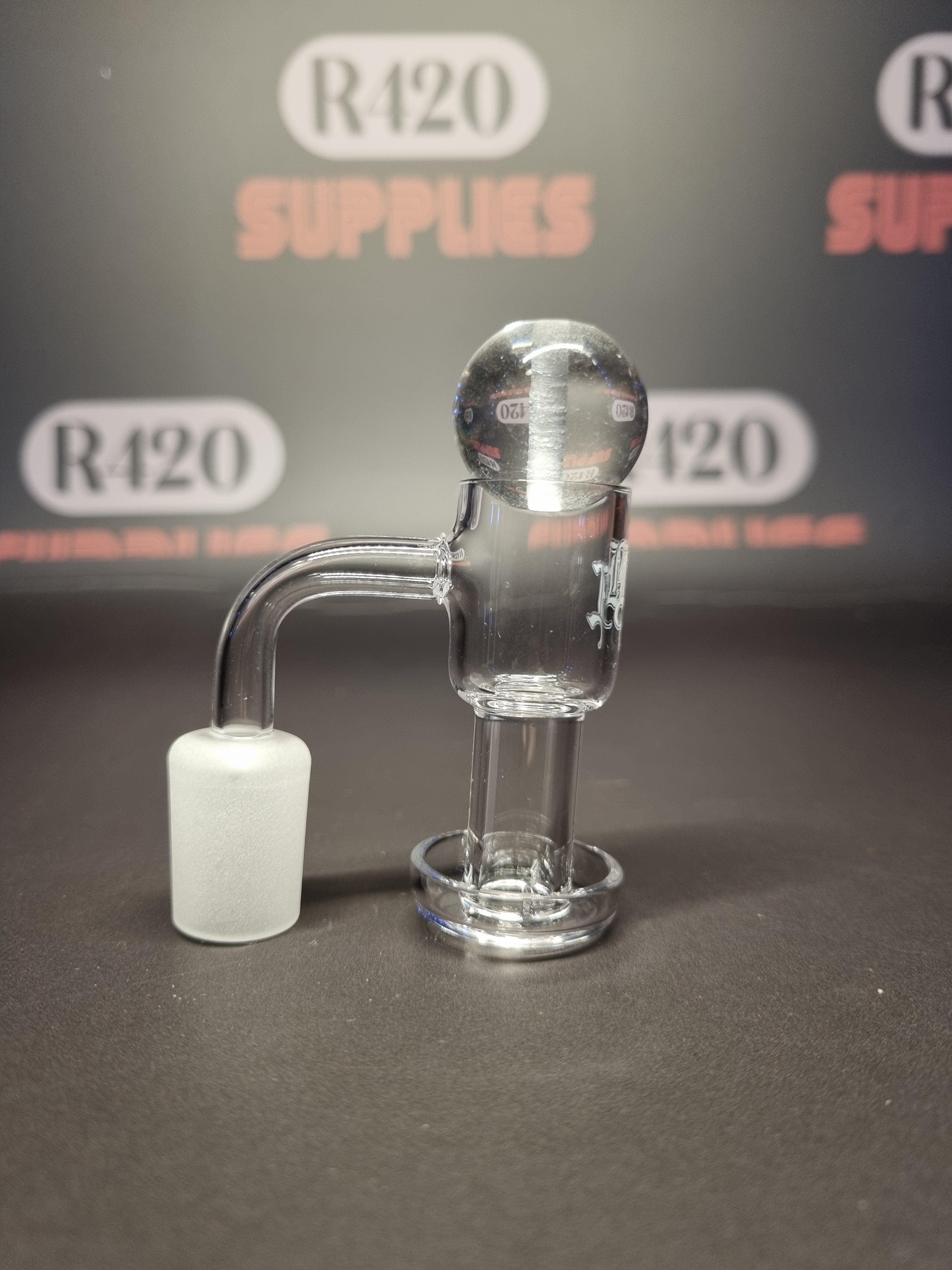 Quartz Slurper Banger - 18mm / 90° Male Fitting & Top Marble