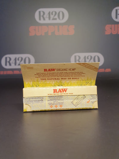 RAW Organic Hemp Single Wide - Single Window - Cut Corners - 50 Leaves