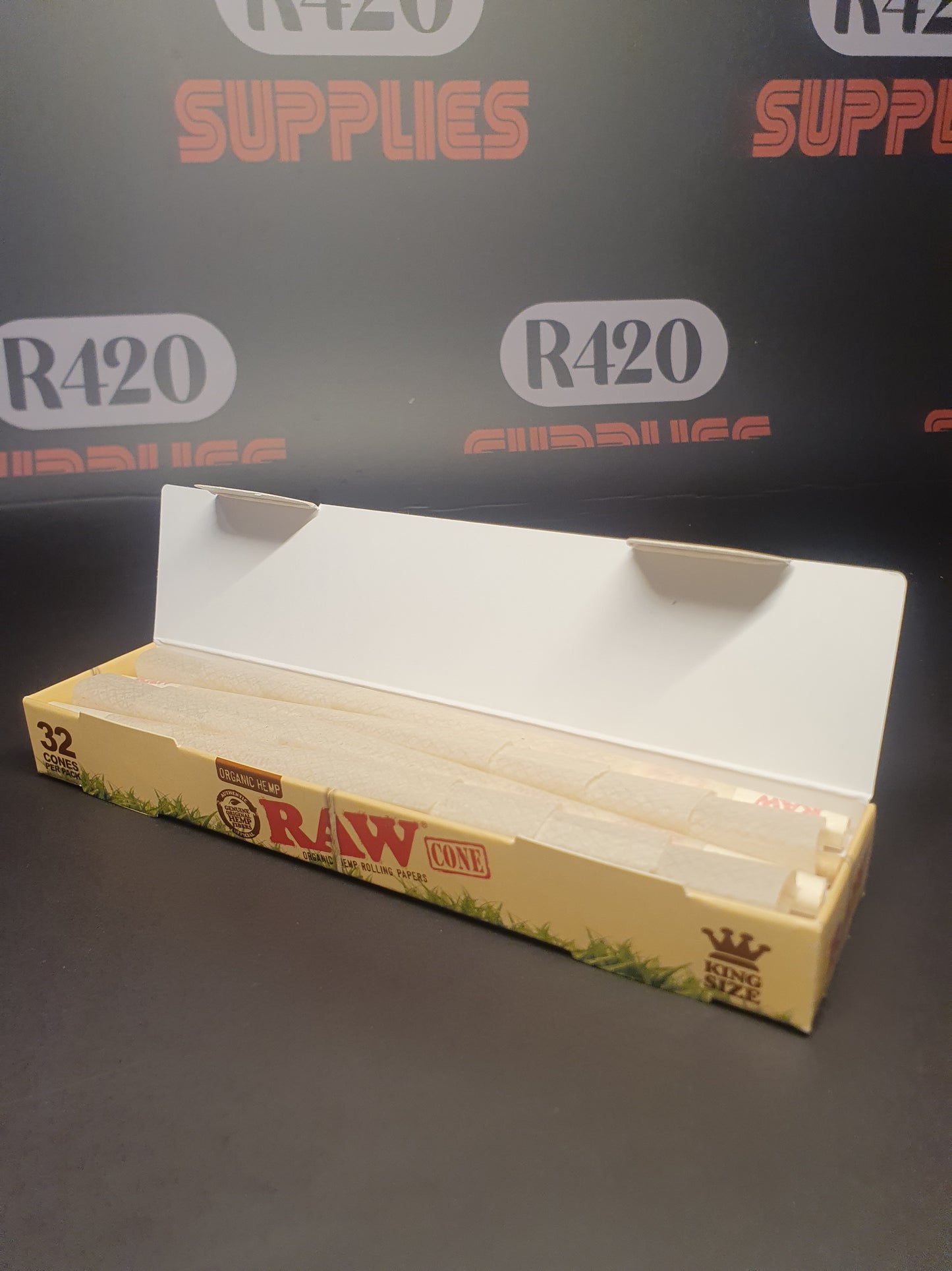 RAW Organic Kingsize Cones - 32 Pack