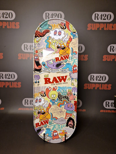 RAW Metal Skate Deck Rolling Tray - Collage Art Design by Chris Piascik