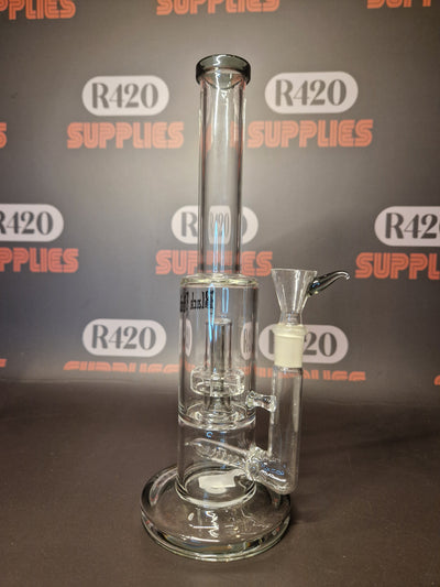 Black Leaf Percolator Bong + Inline Slit Diffuser - Grey