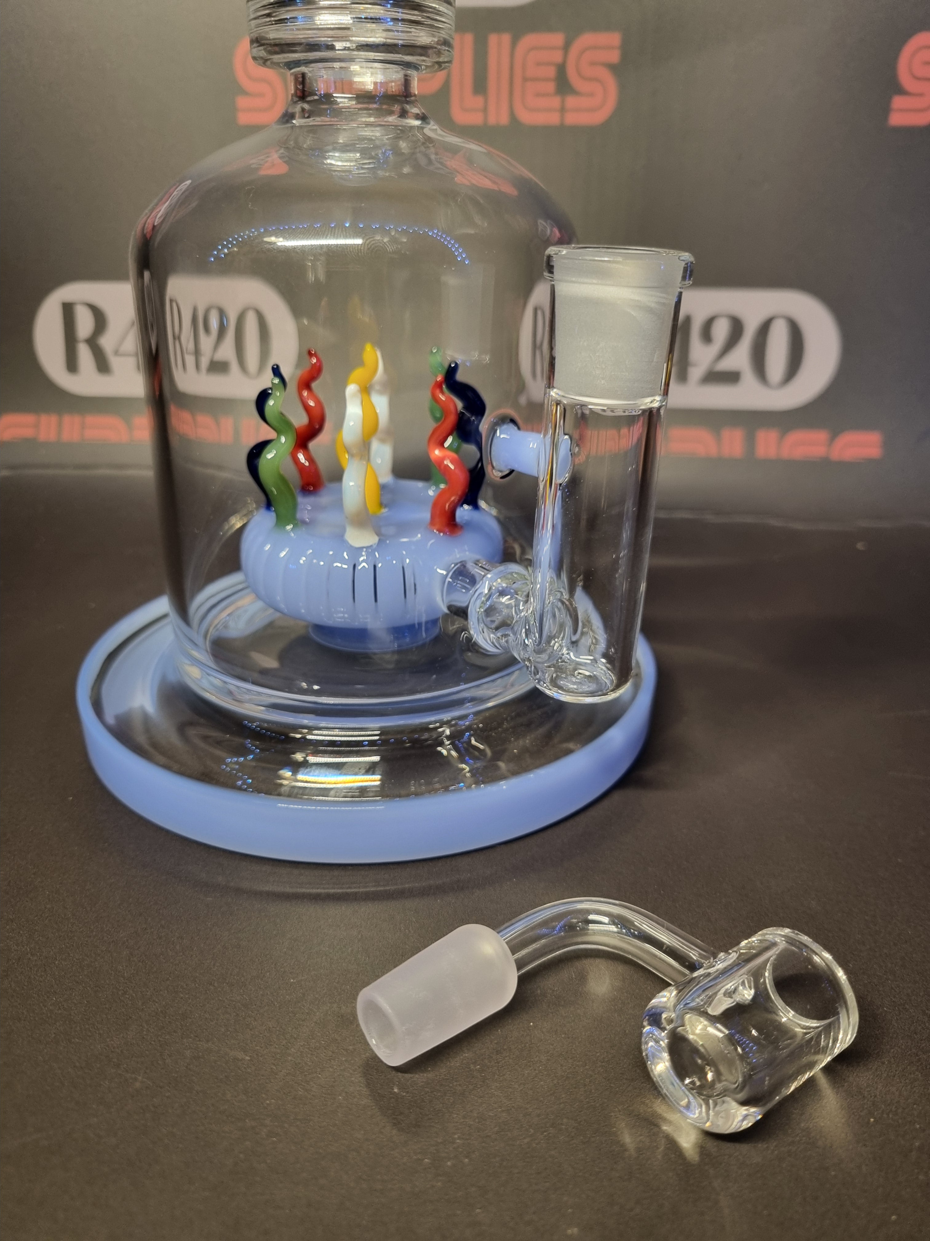 Black Leaf - Glass Dab Rig - H270mm - Coral Design