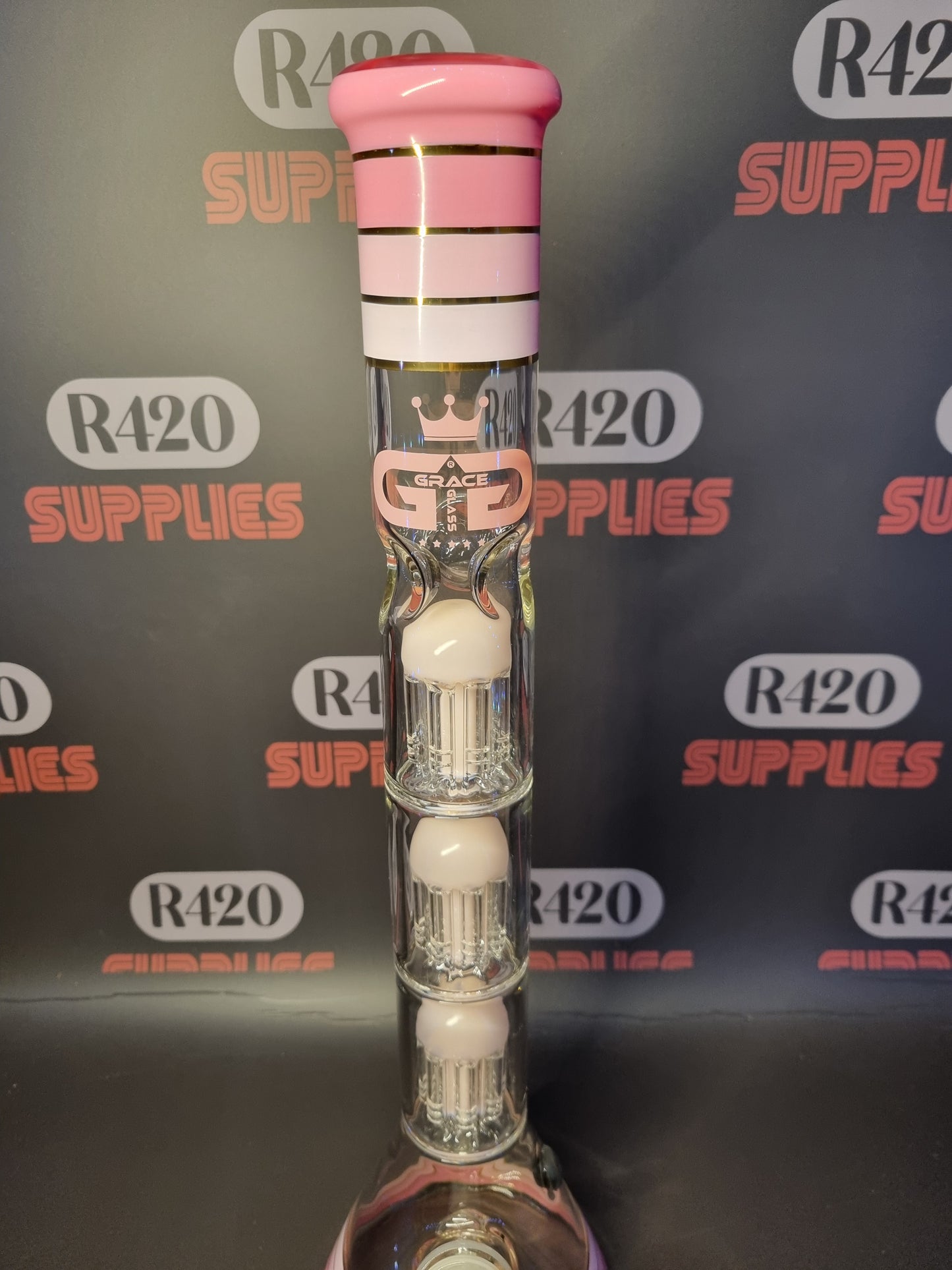 Grace Glass - Golden Line Beaker Bong - Pink- H: 48cm