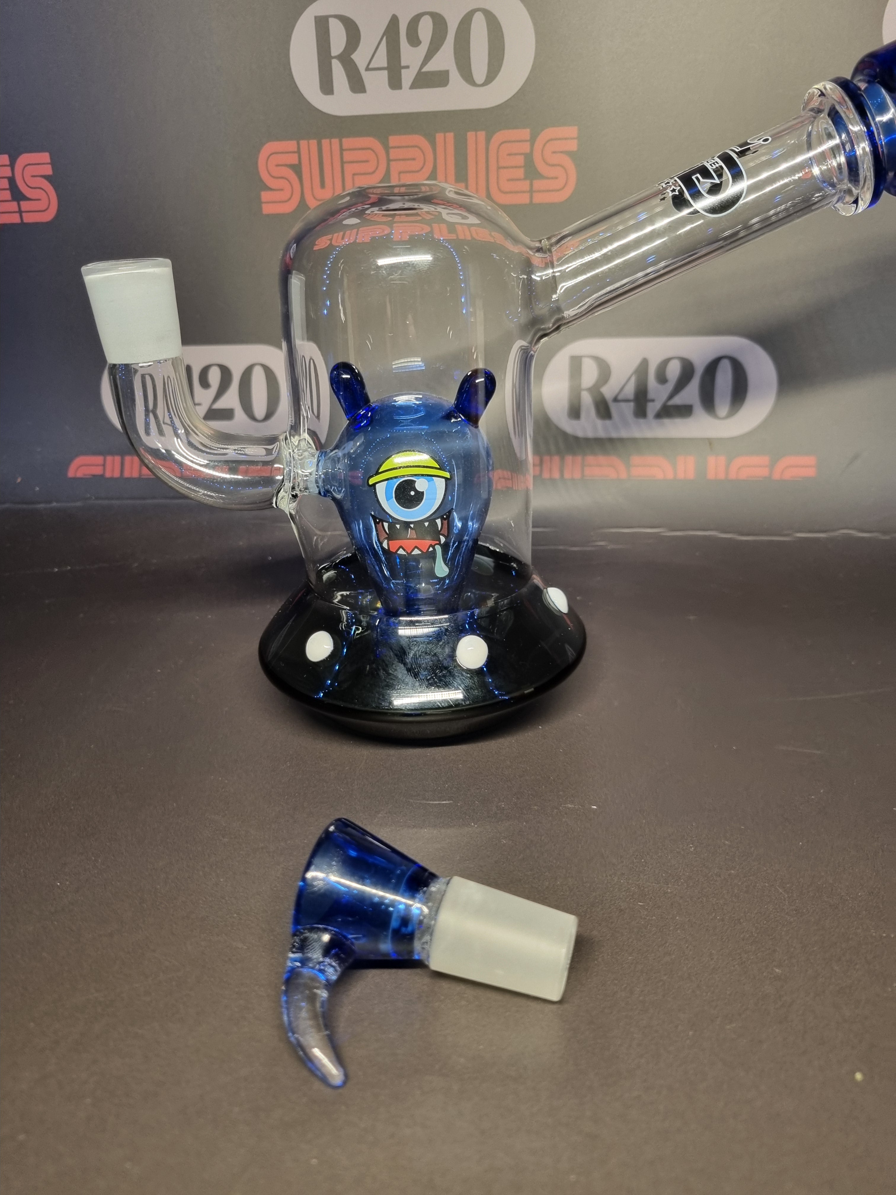 Grace Glass - Alien Spaceship Bong - Blue- H: 18cm