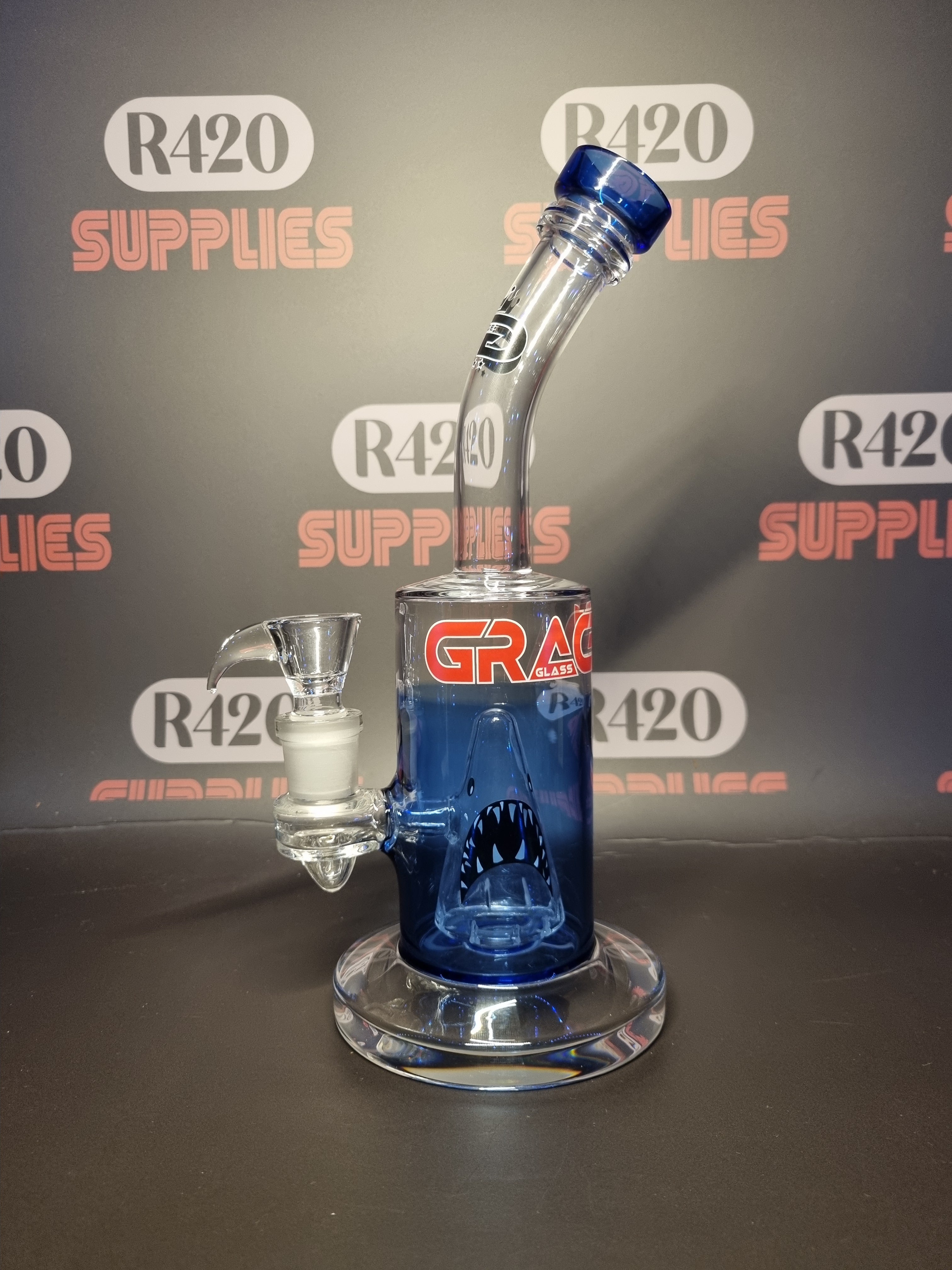 Grace Glass - Shark Attack Bong - Ocean Blue - H: 28cm