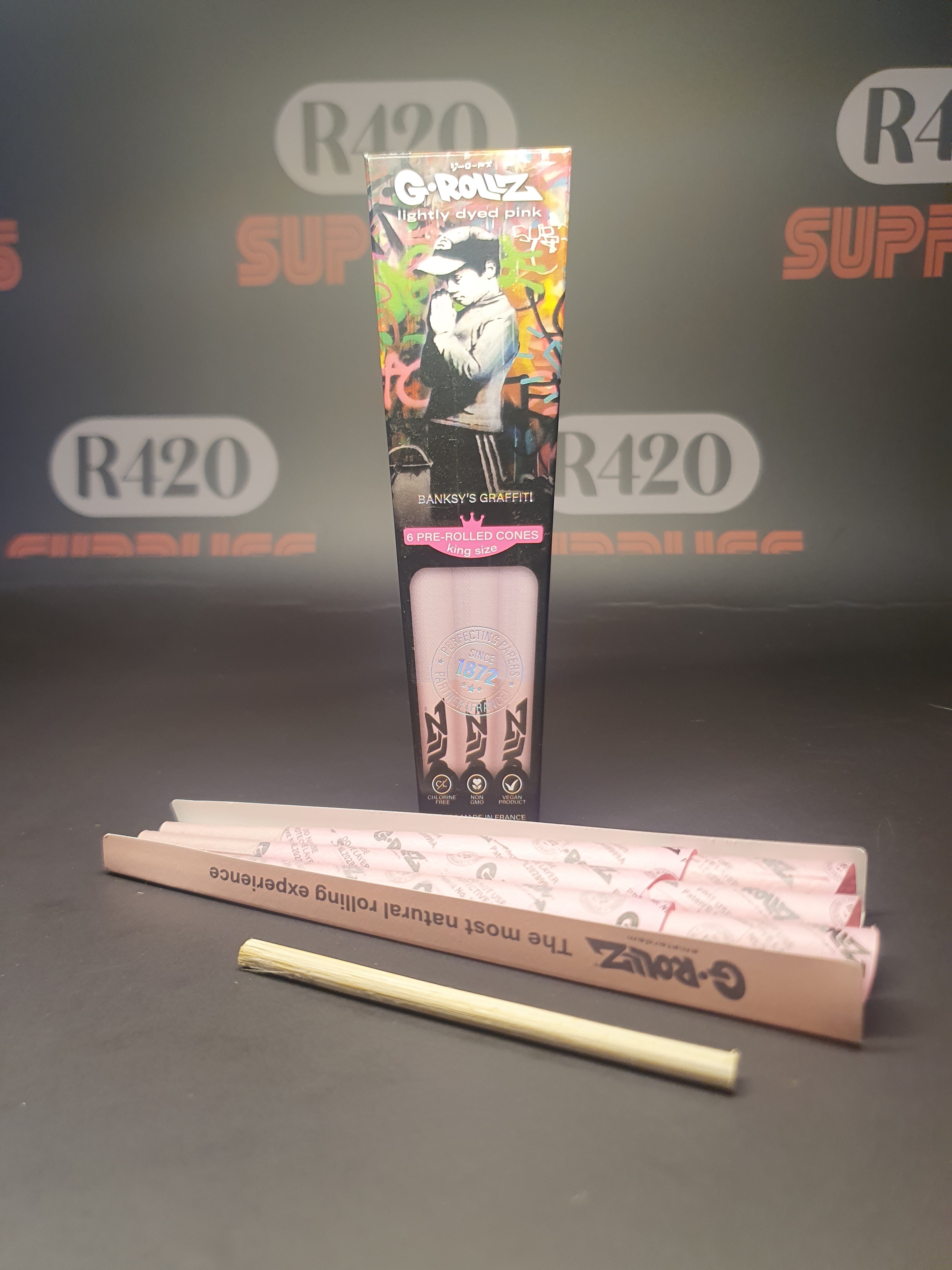 G-Rollz - Banksy - Kingsize Pink Cones - 6 Pk