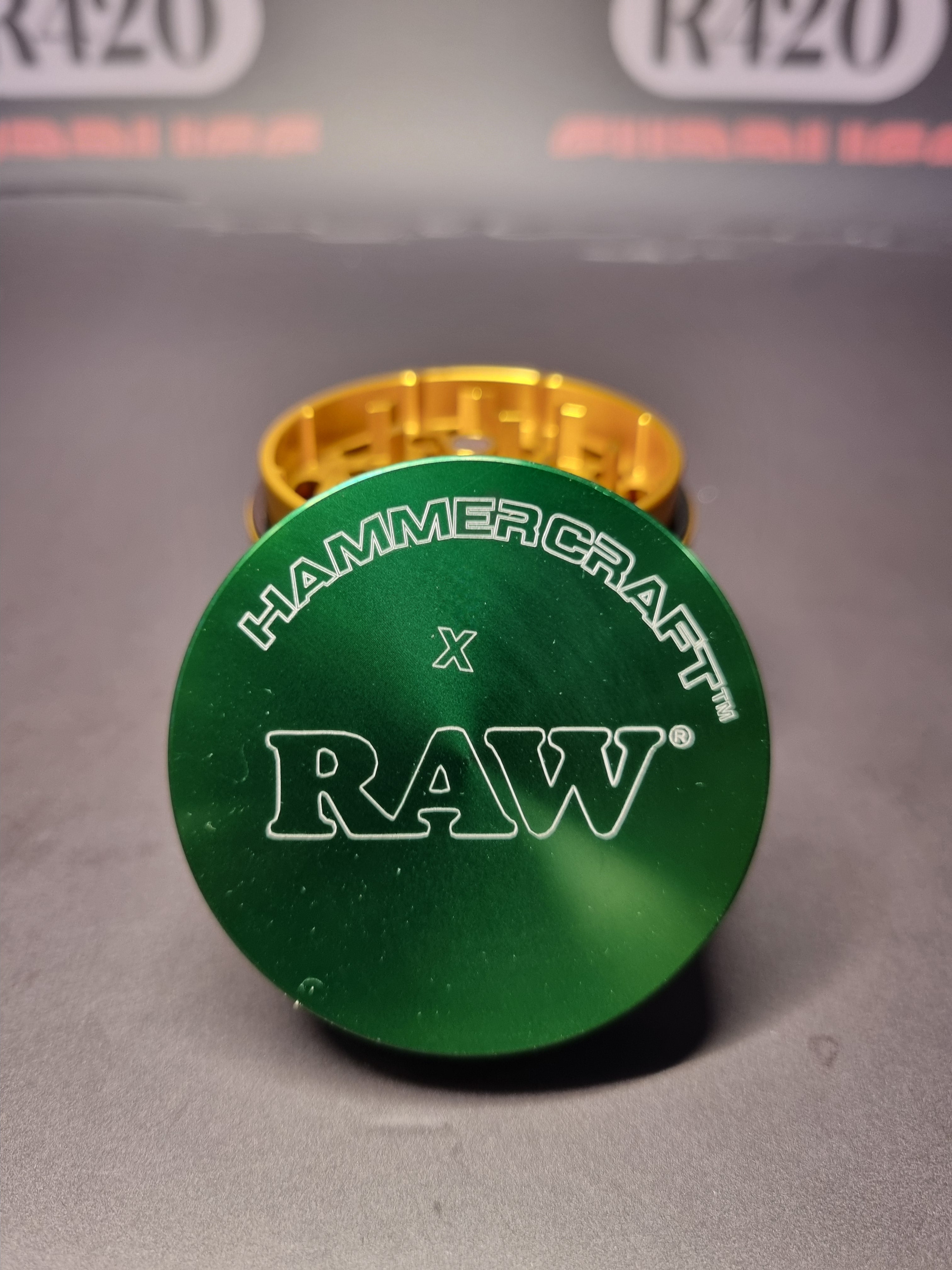 Hammercraft x RAW Aluminium Grinder - 4 Piece - Medium 55mm - Rasta