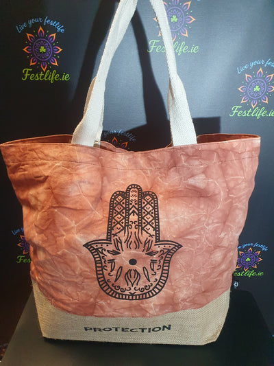 Terracotta Stonewash - Volledig Natuurlijke Tas - Hamsa (Bescherming)