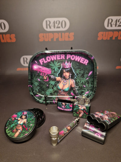 Flower Power Metal Tray Set - 5 Piece