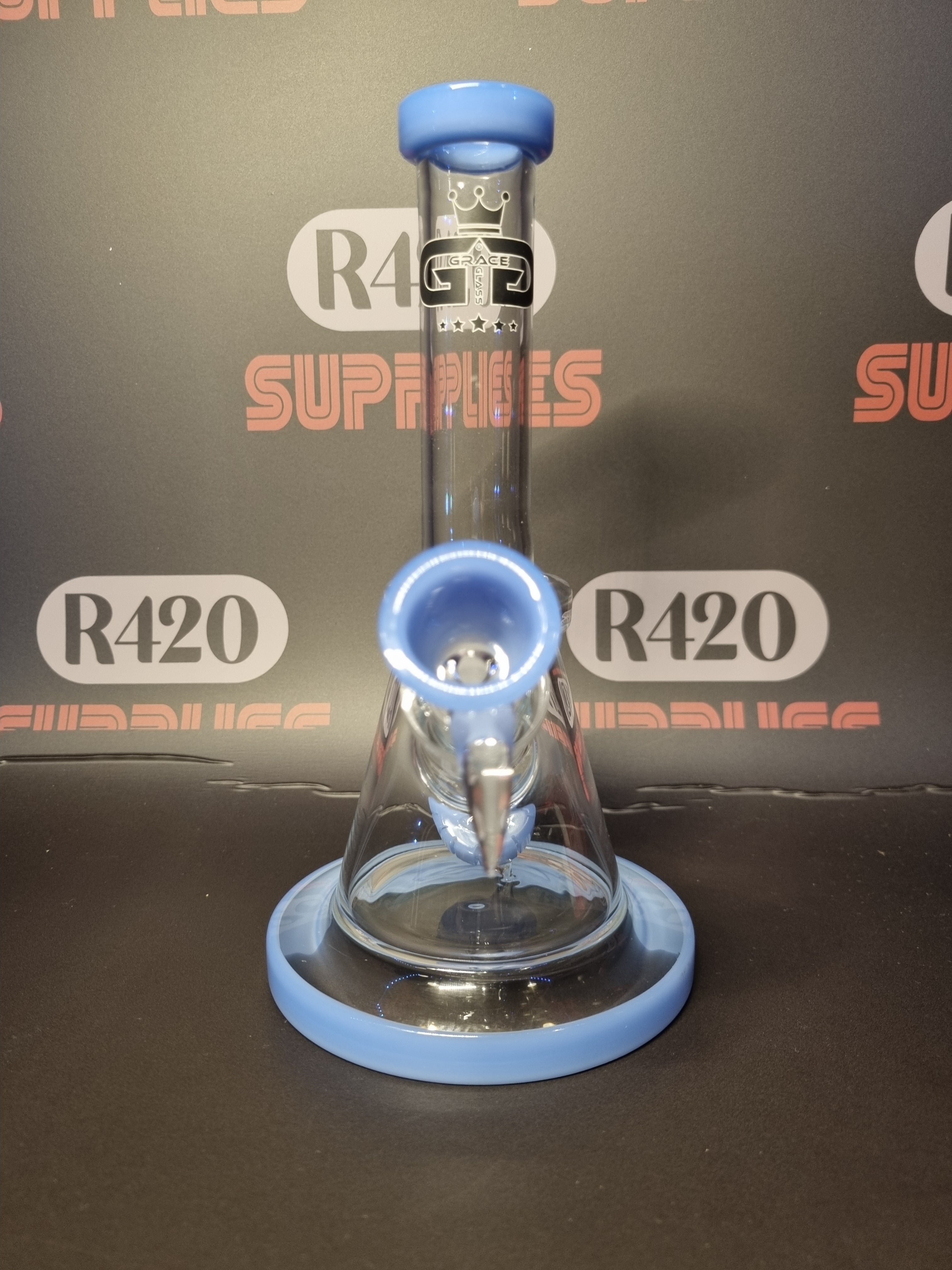 Grace Glass - Mini Beaker Style Bong -Blue - H: 21cm