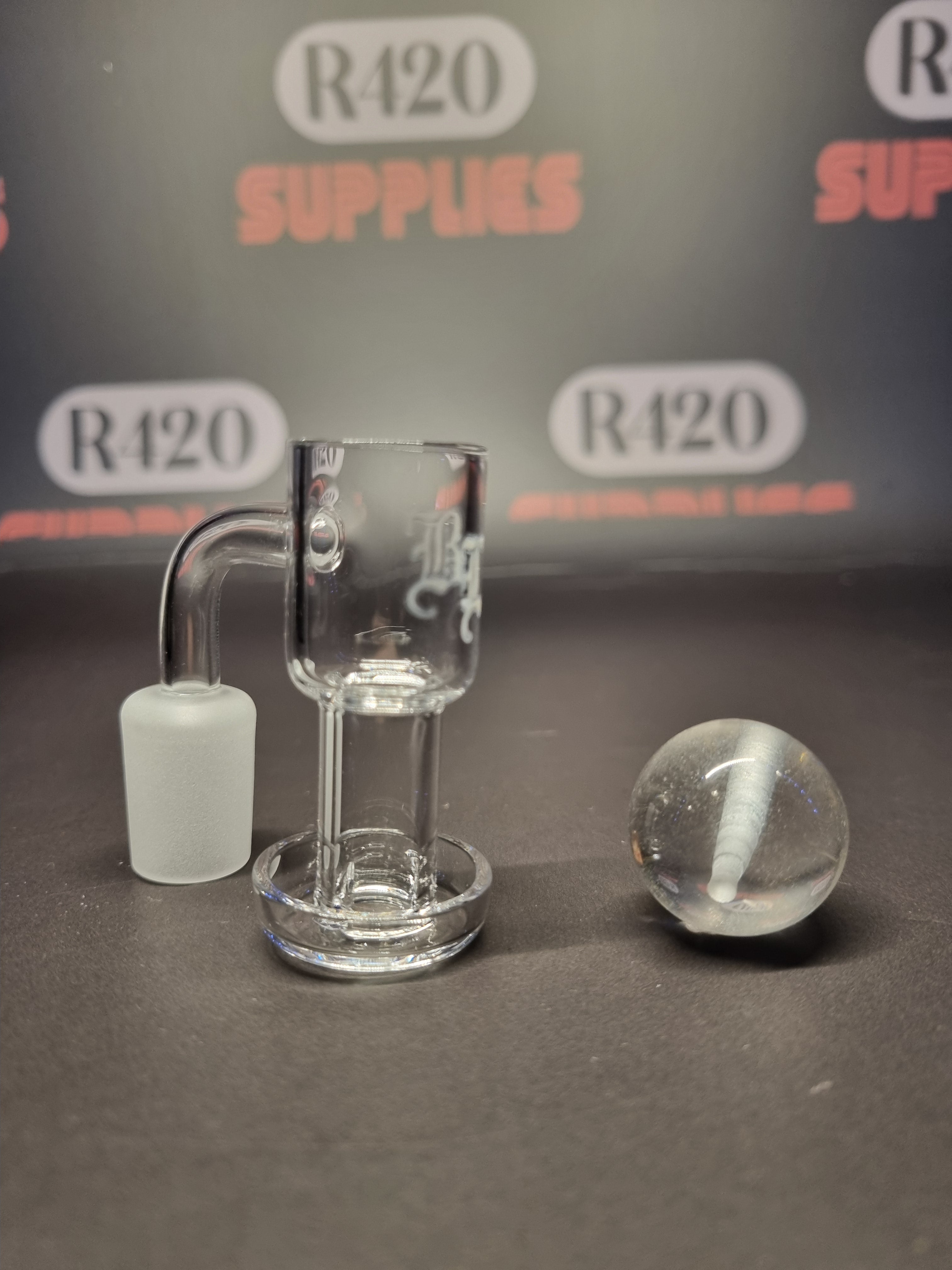 Quartz Slurper Banger - 18mm / 90° Male Fitting & Top Marble