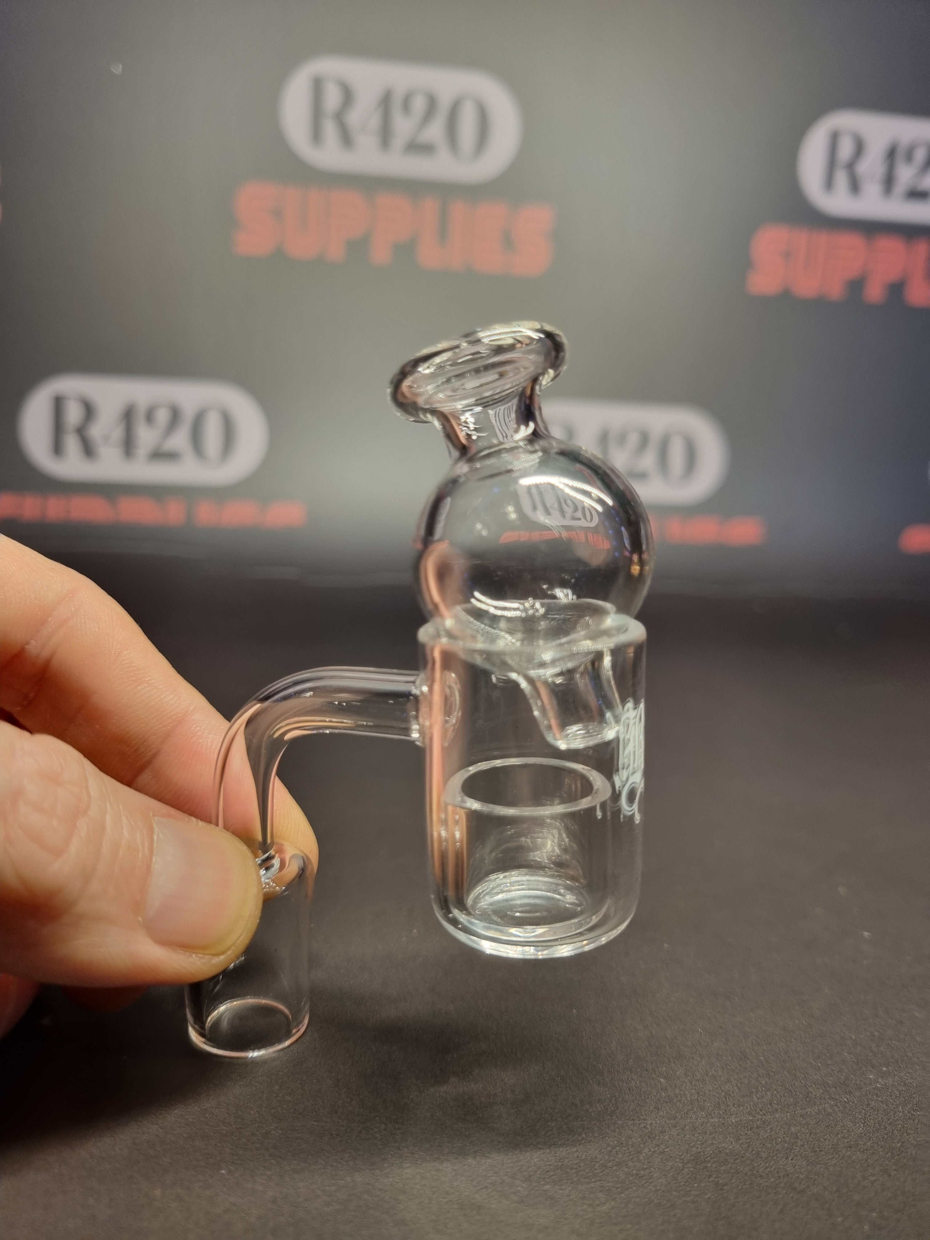 Quartz Banger - 18mm / 90° Male Fitting - Carb Cap & Dish