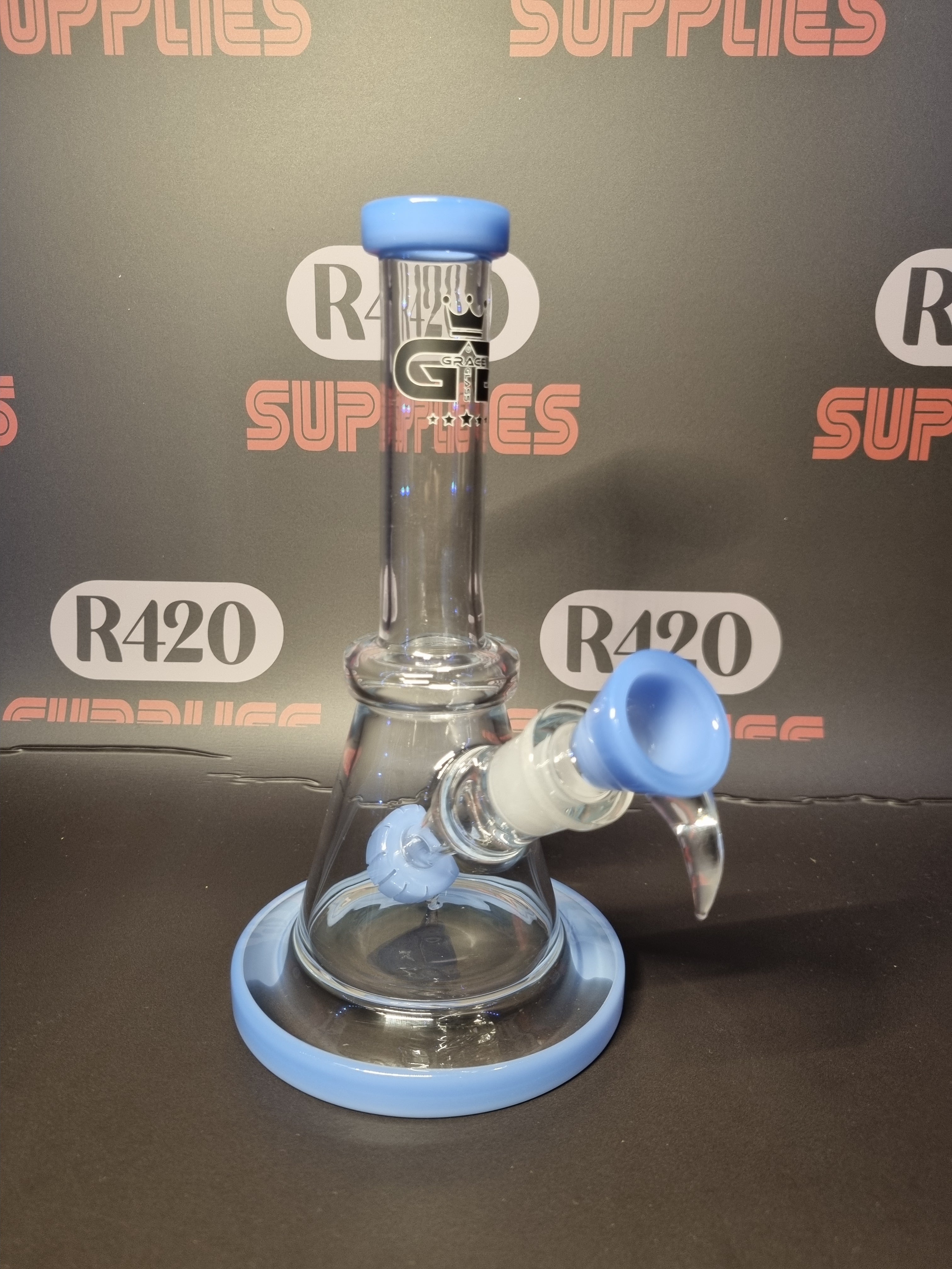 Grace Glass - Mini Beaker Style Bong -Blue - H: 21cm