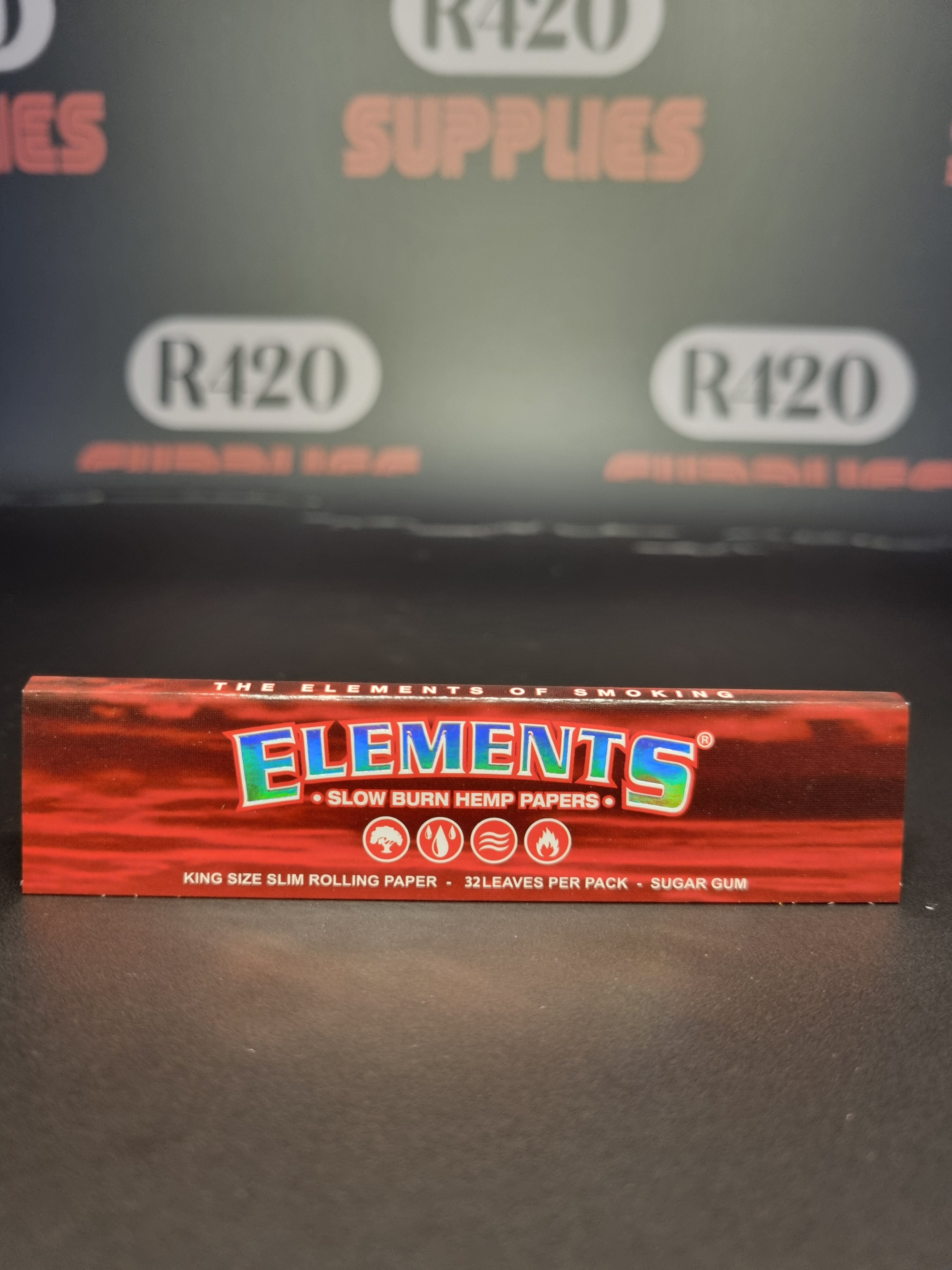 Elements Red Kingsize Slim - Slow Burn Hemp Papers