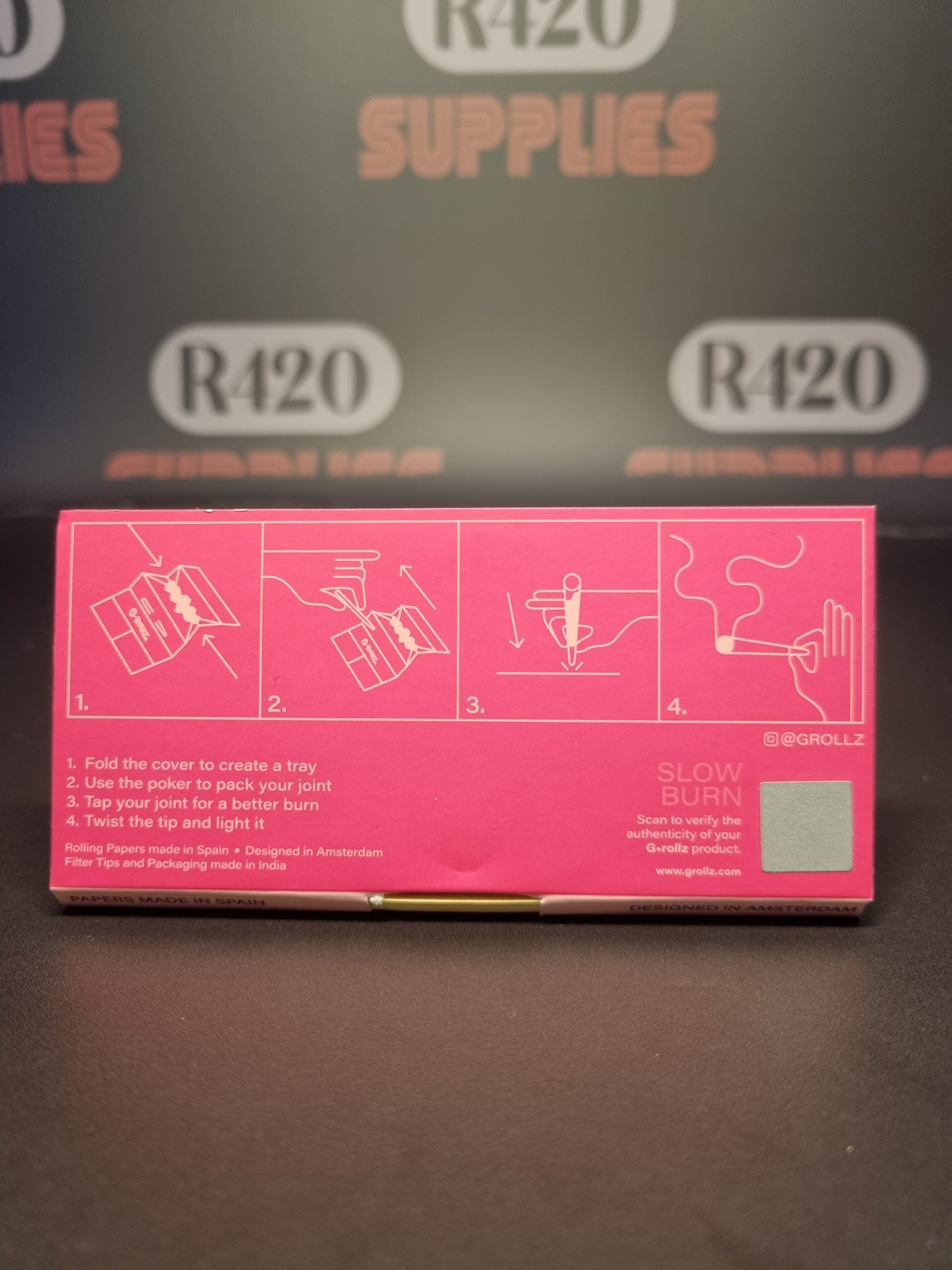 G-Rollz "Fabulous Face" Kingsize Slim, Tips, Poker & Tray (Pink)