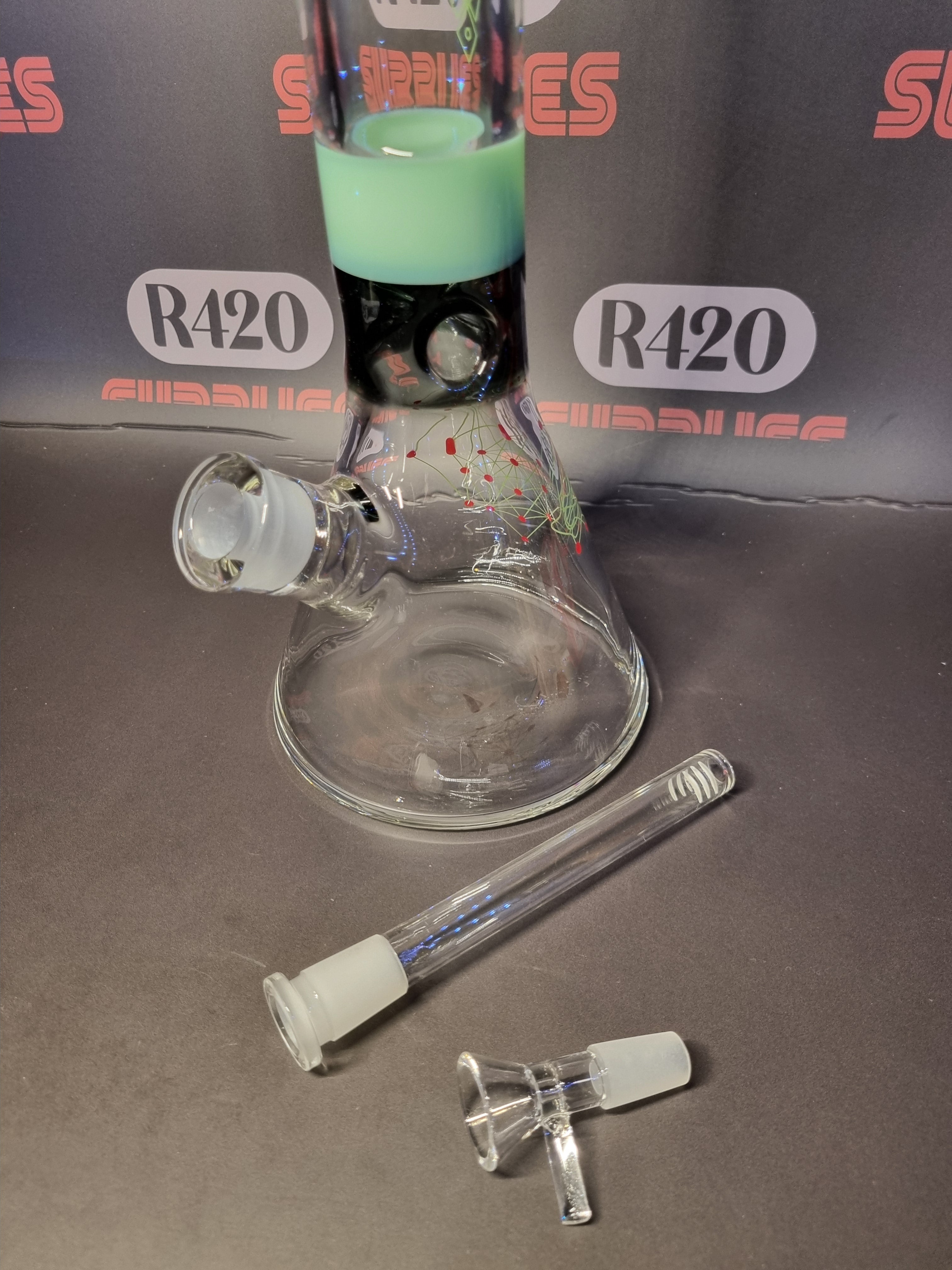 Green and Black Mixed Geometric Design Bong - H:41cm - Ø:50mm SG:18.8mm - 7mm thickness