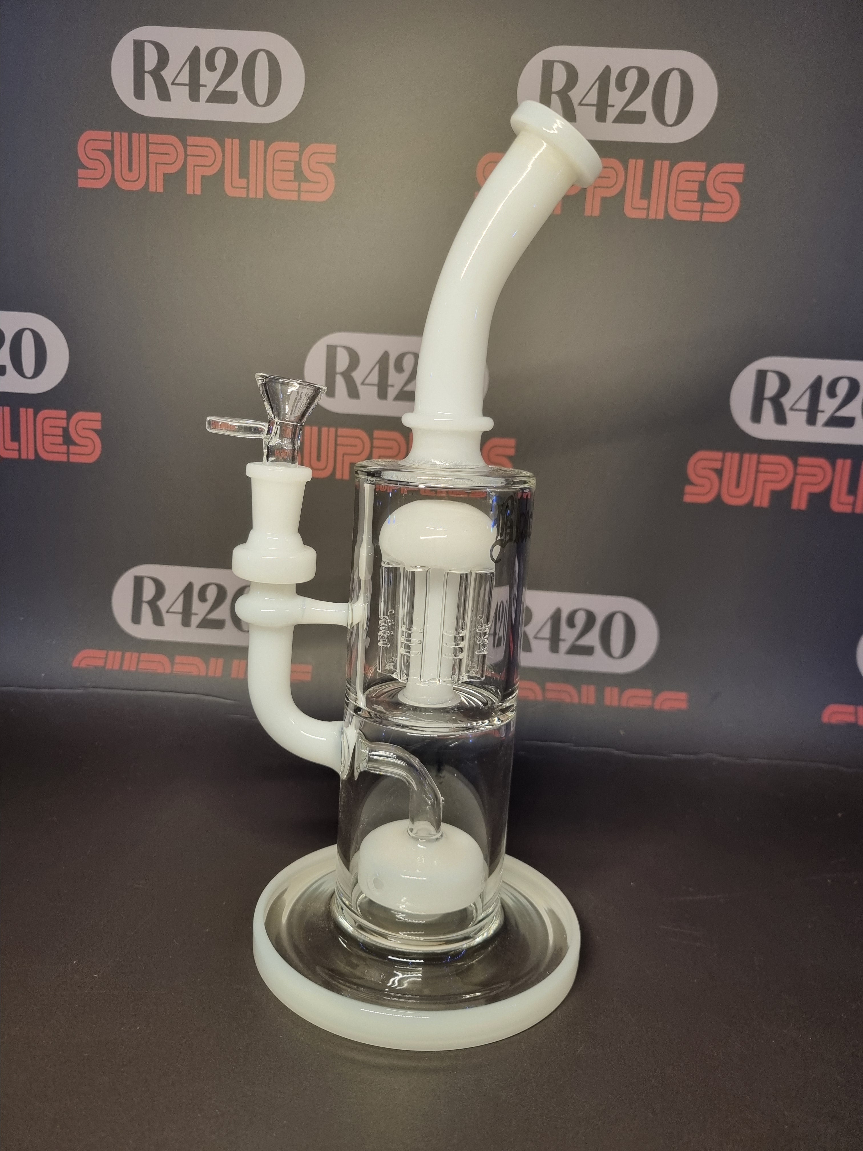 Black Leaf - Percolator Bong + Diffuser - H285mm - White