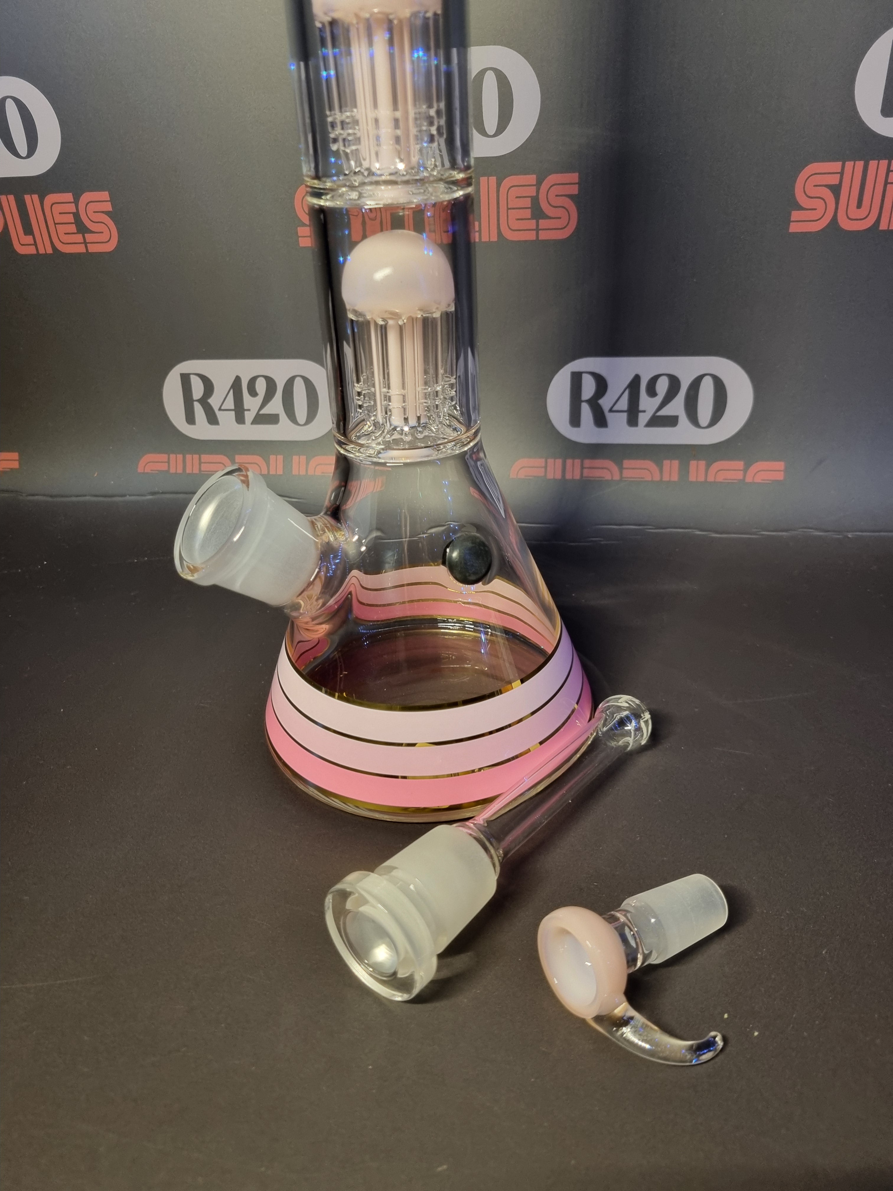 Grace Glass - Golden Line Beaker Bong - Pink- H: 48cm