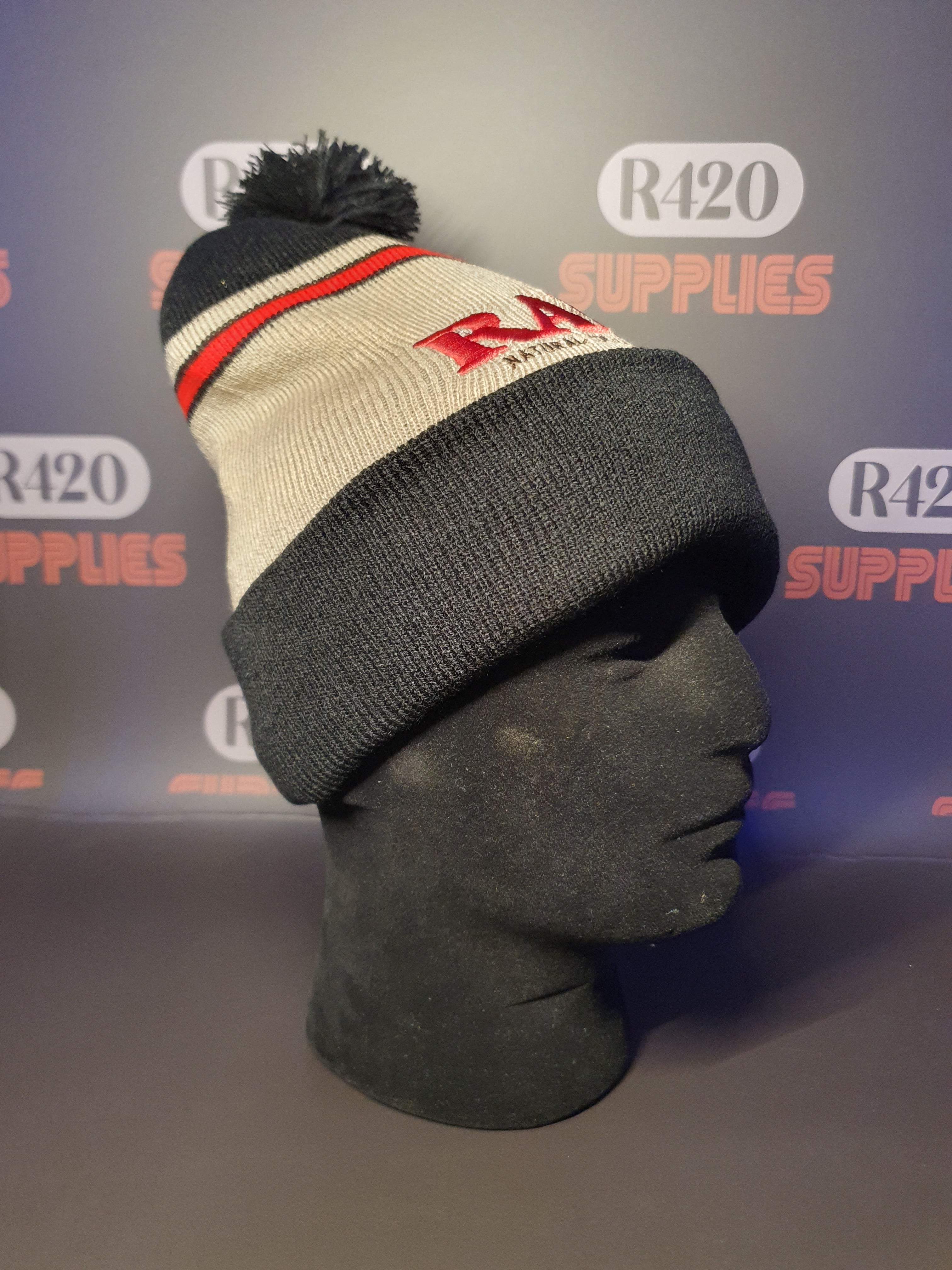 RAW X Rolling Papers PomPom Knit Hat - Black / Brown