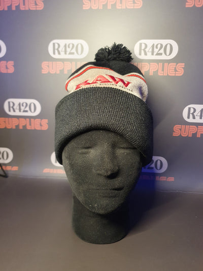 RAW X Rolling Papers PomPom Knit Hat - Black / Brown