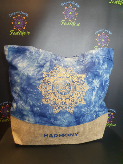 Blauwe Stonewash - Volledig Natuurlijke Tas - Mandala (Harmonie)