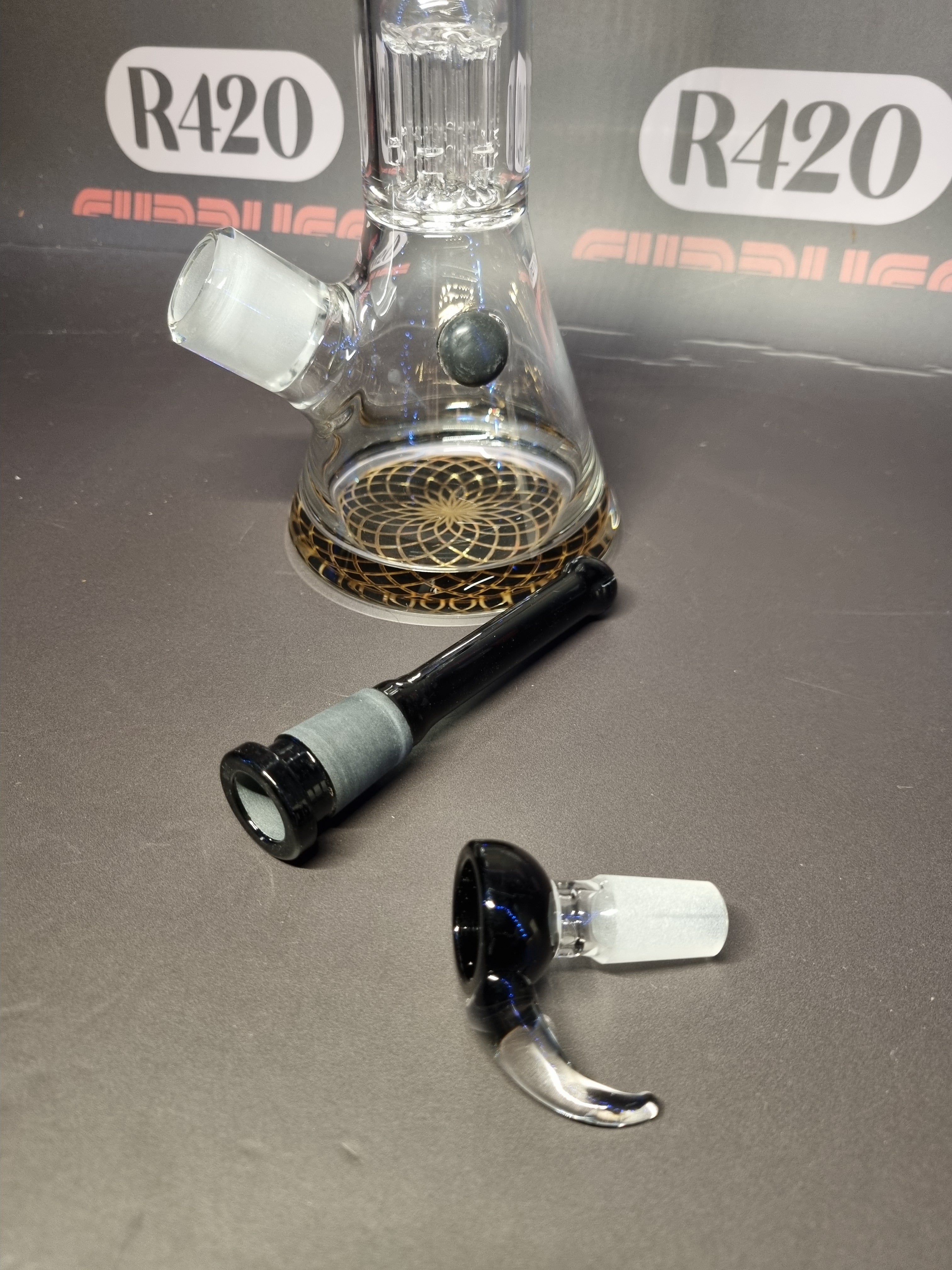 Grace Glass - Triple Tree Beaker Bong - Green - H: 35cm