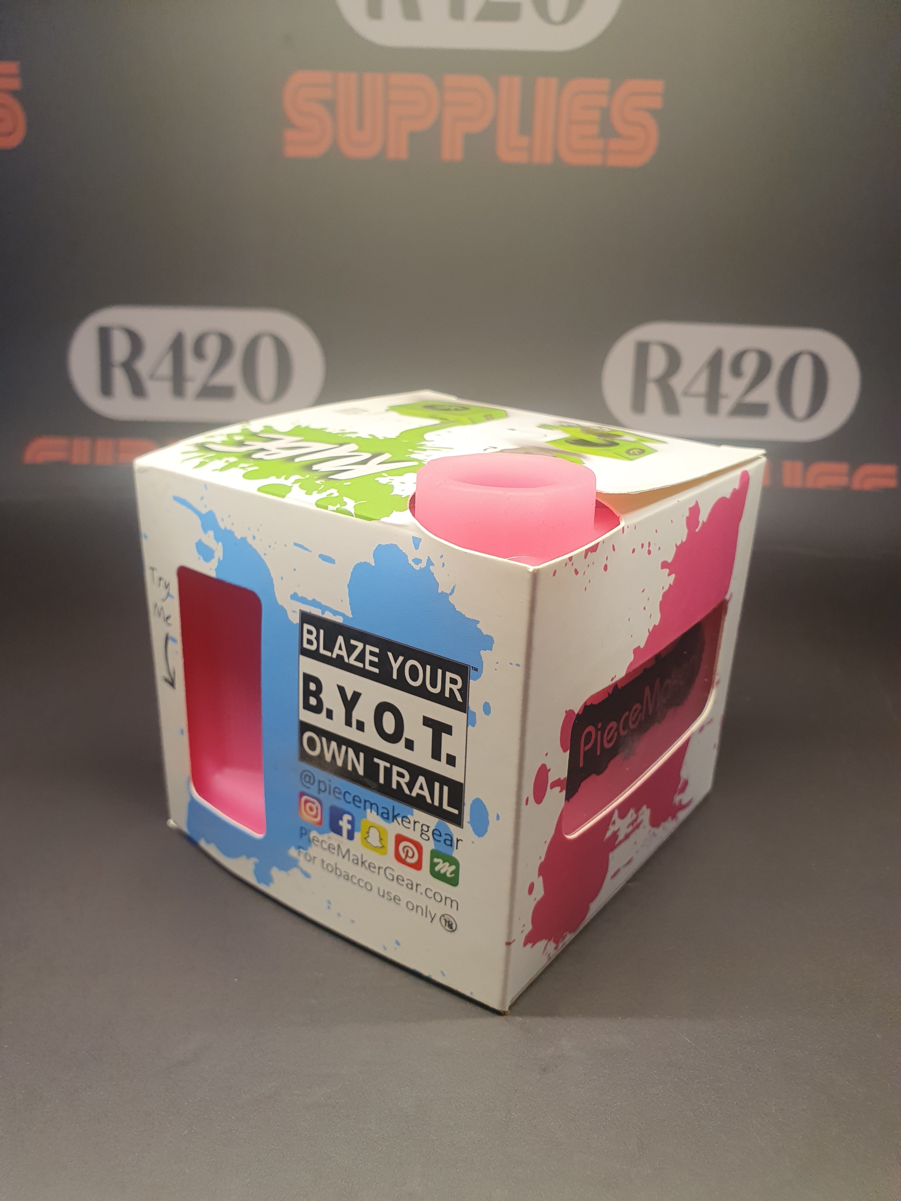 PieceMaker "Kube" Miss Pinky Glow Silicone Dab Rig / Bong - 19cm (Ø23mm)