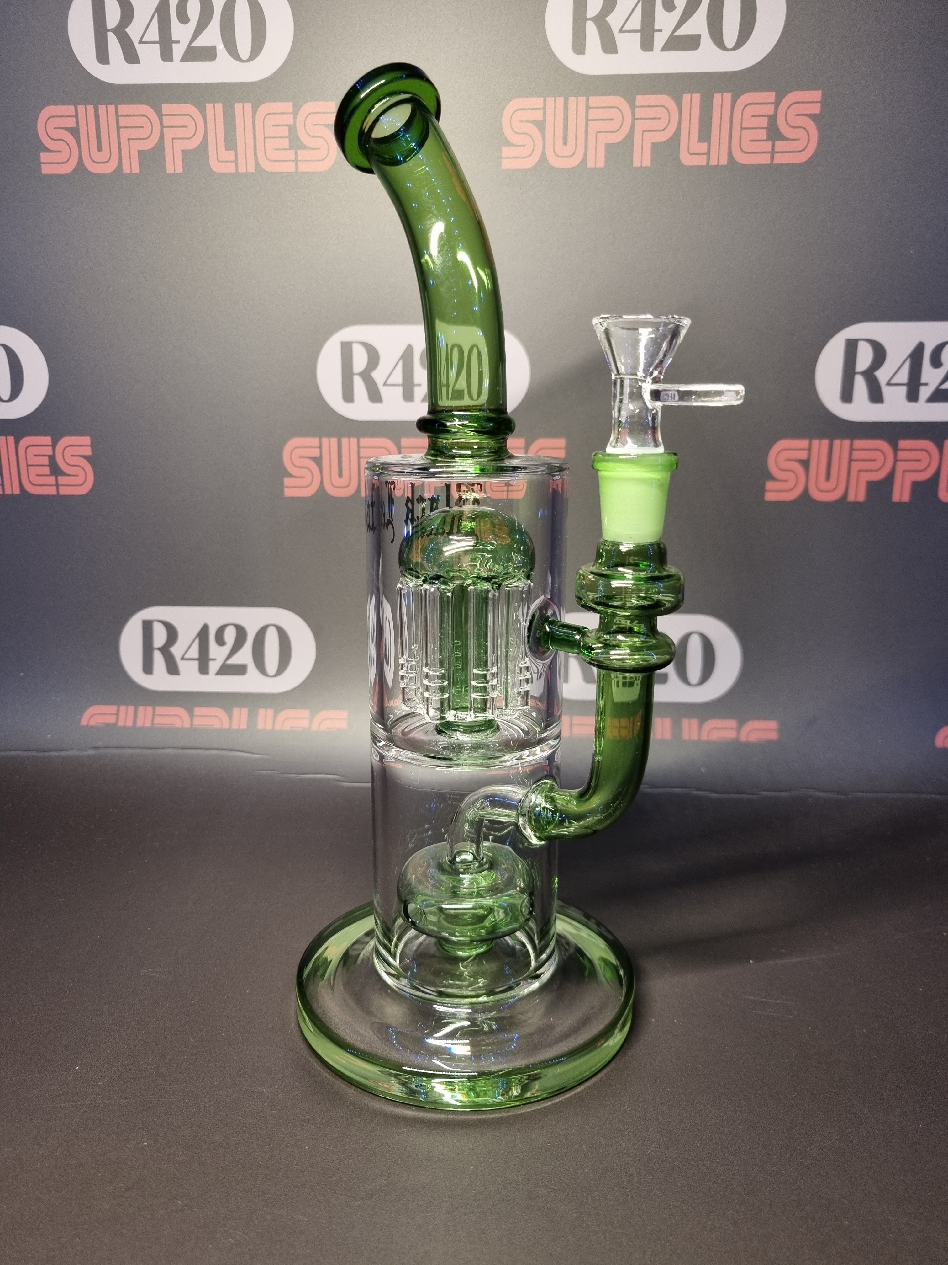 Black Leaf - Percolator Bong + Diffuser - H285mm - Green