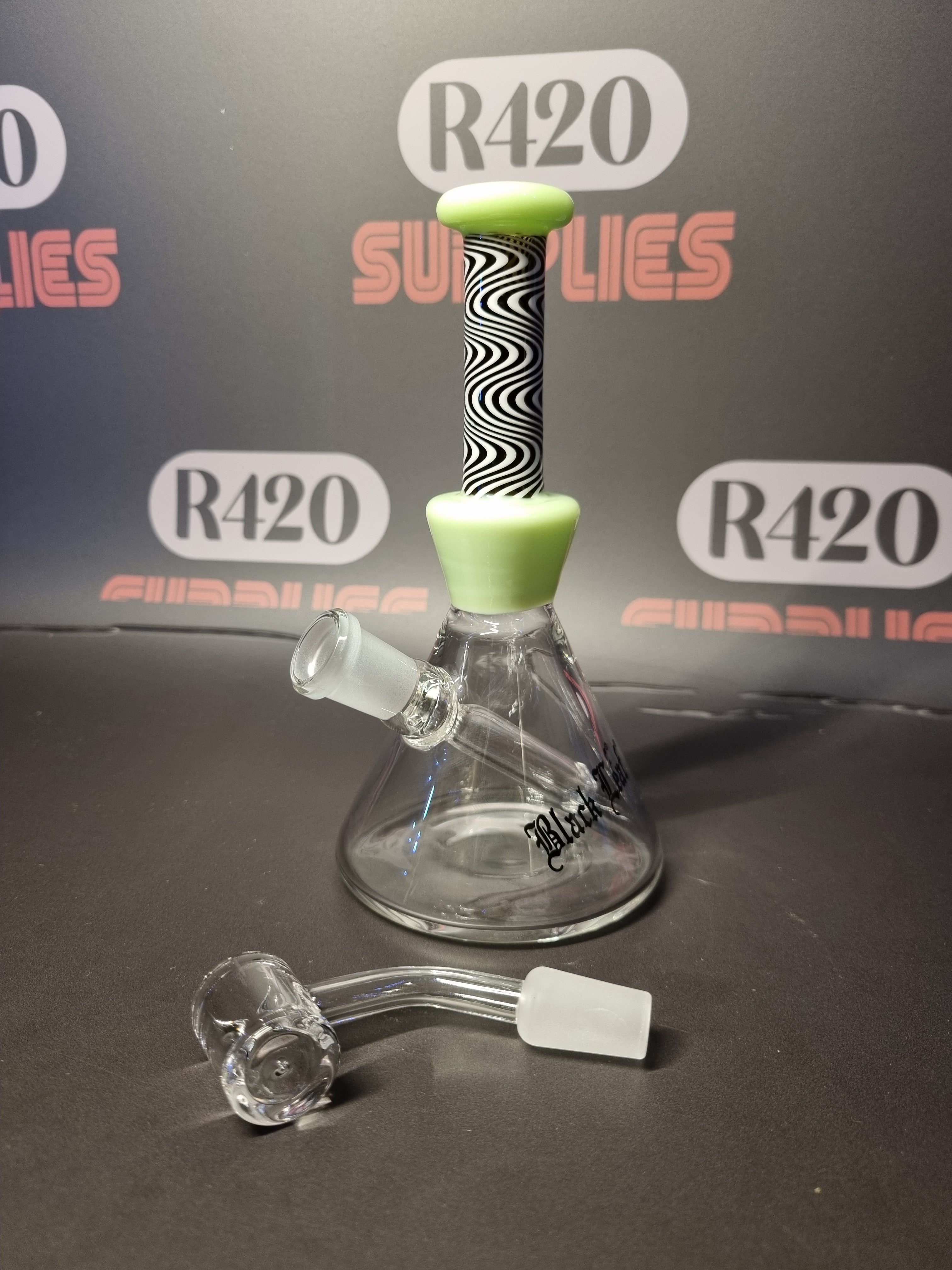 Black Leaf - Glass Dab Rig - H160mm - Green
