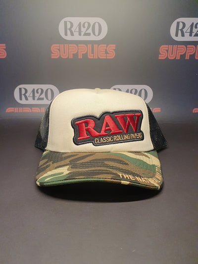 RAW Poker Trucker Hat - Camo & Tan