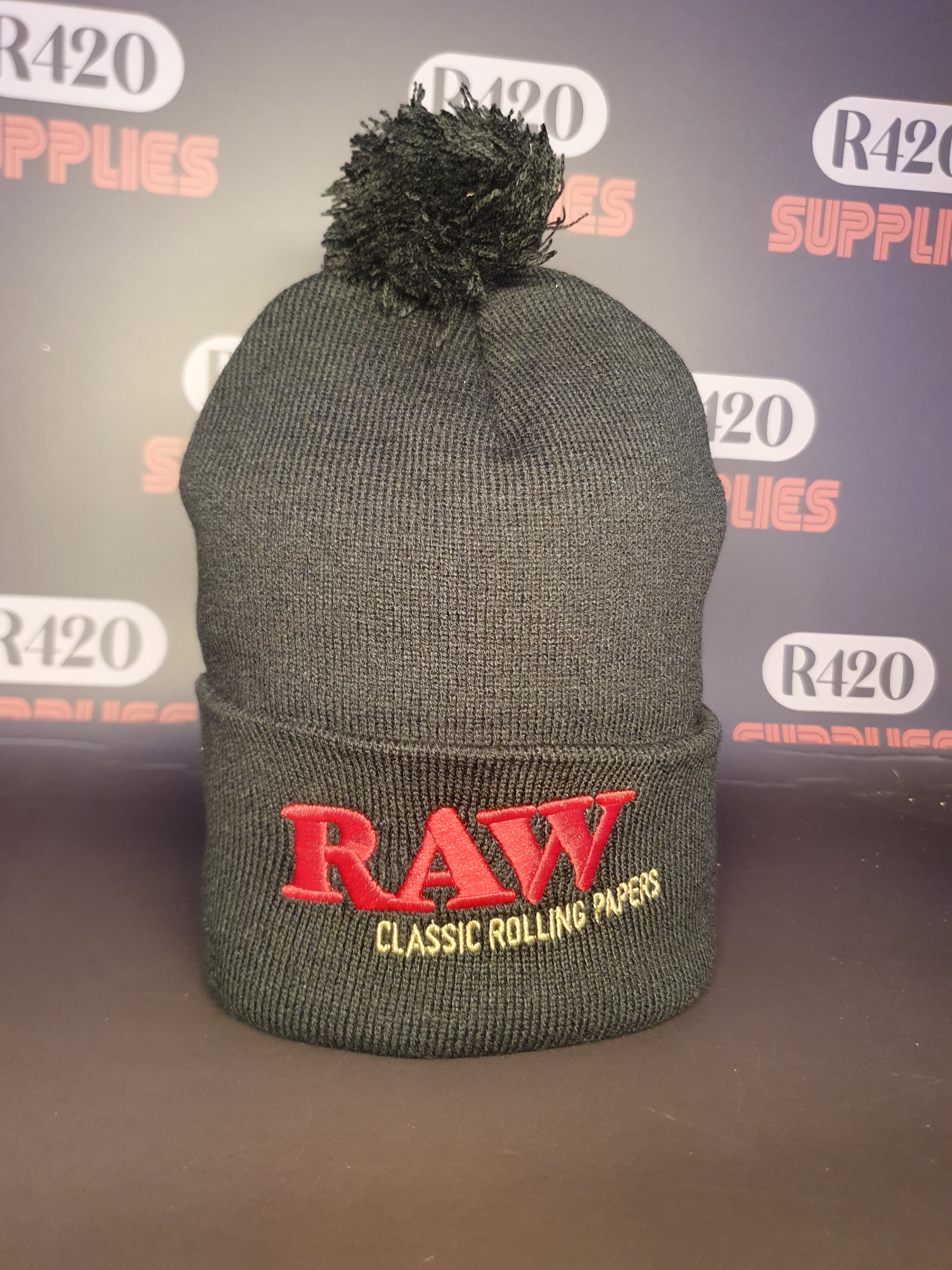 RAW X Rolling Papers Pompom Hat - Black