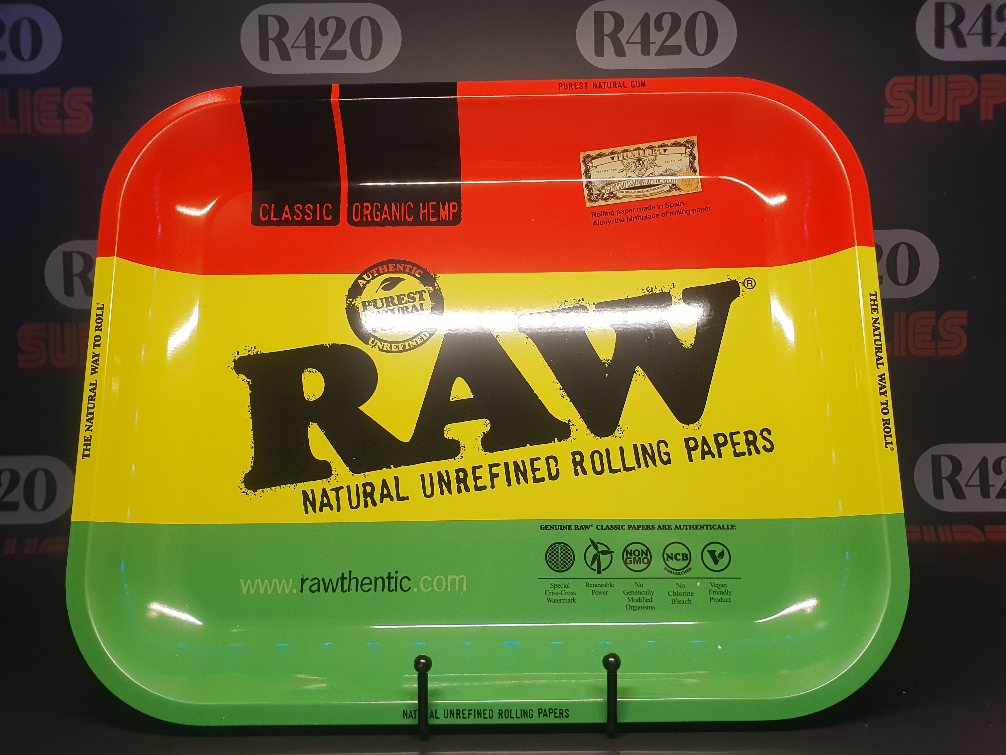 RAW Metal Rolling Tray - Rasta - Large