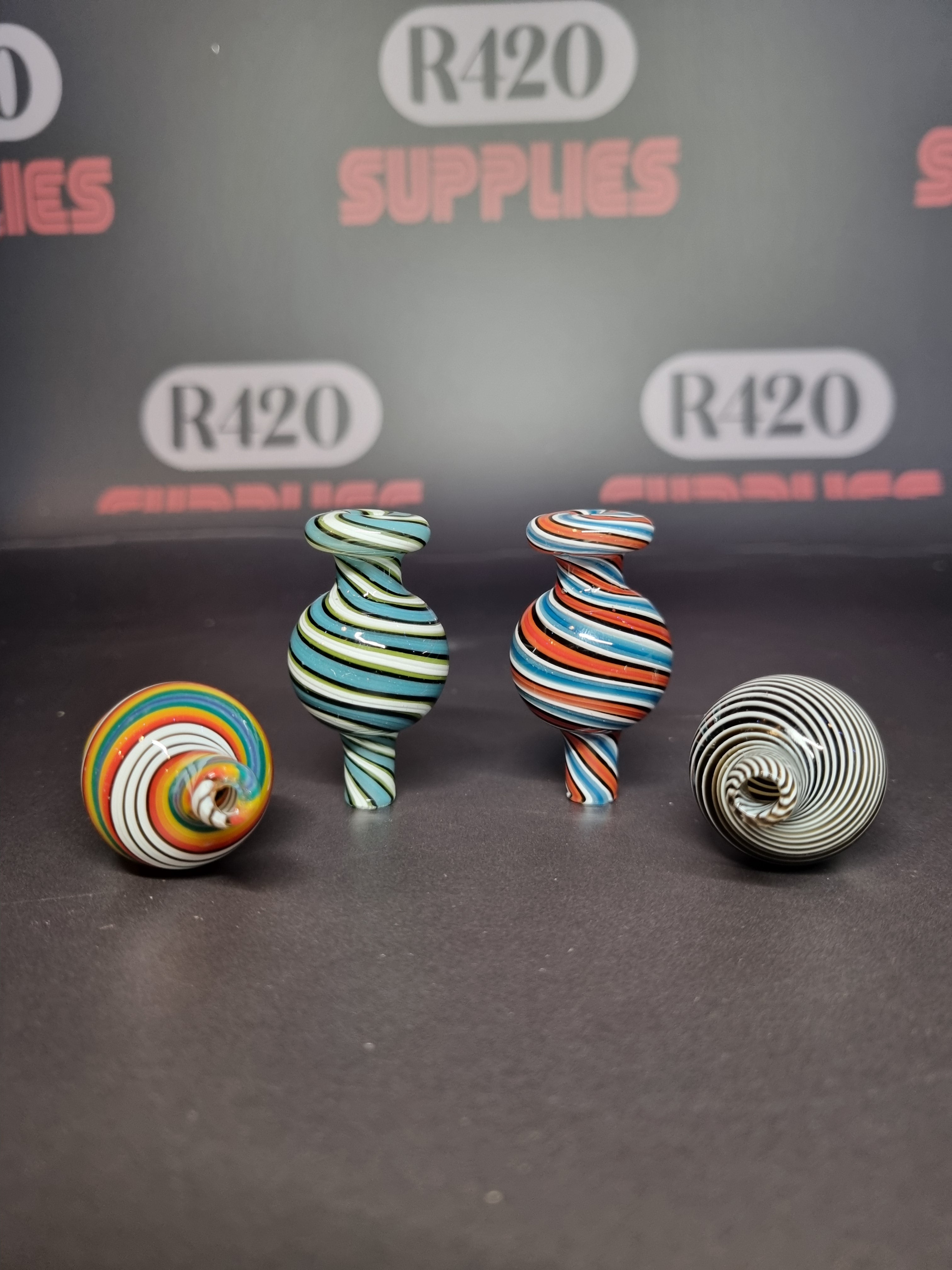 Glass Carb Cap - Spiral Design - Mixed Colours