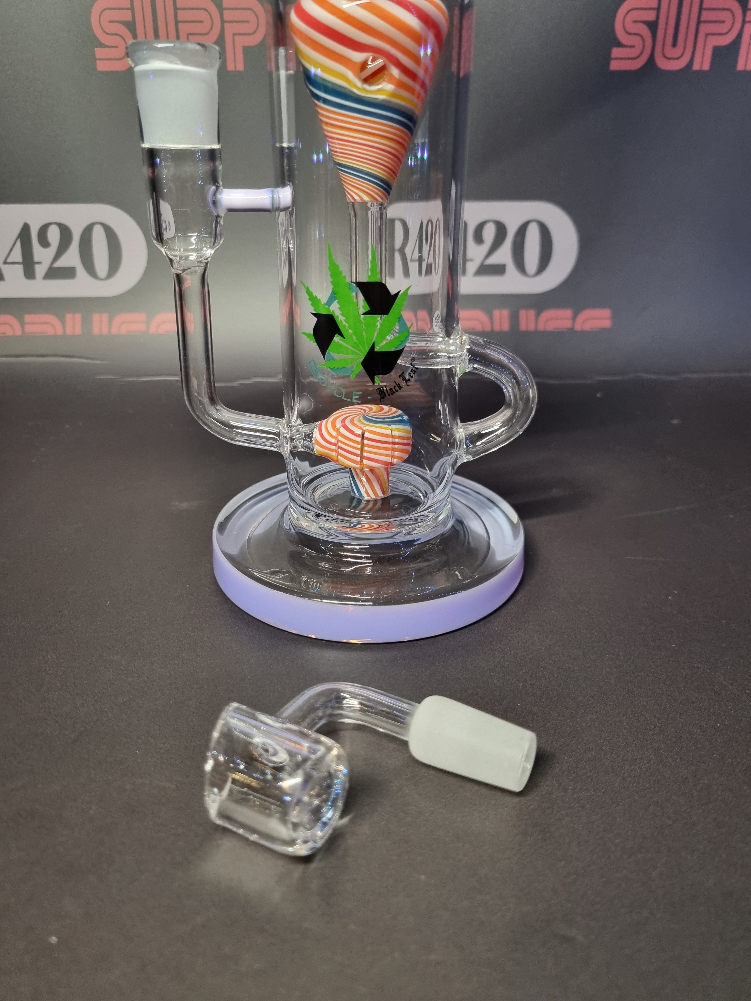 Black Leaf - Recycler Glass Dab Rig - H290mm